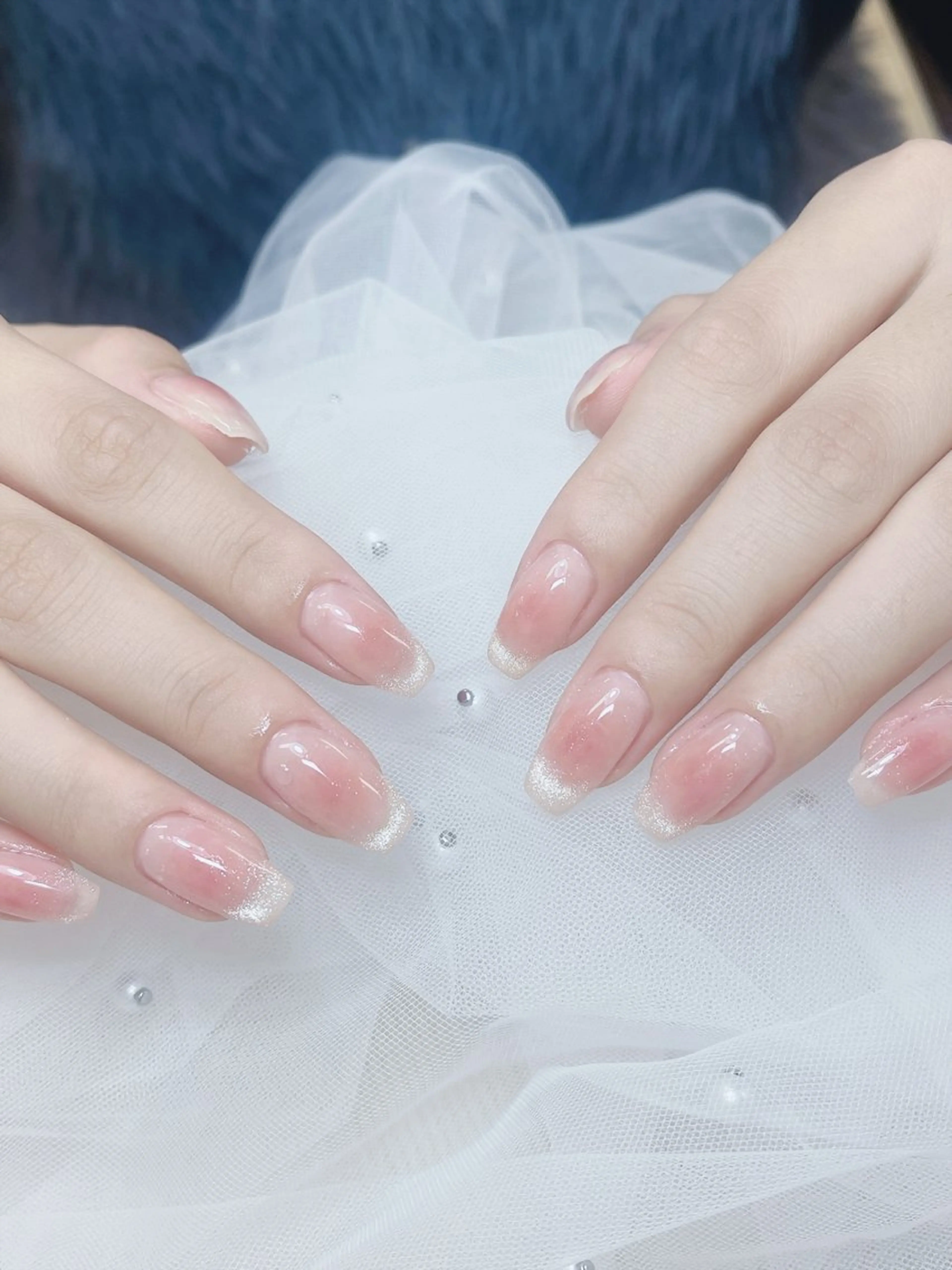 ネイル チークネイル 成人式 フレンチネイル グラデーション 氷ネイル・うるうるネイル ハンドネイル DUO   MI nail salonのネイルデザイン