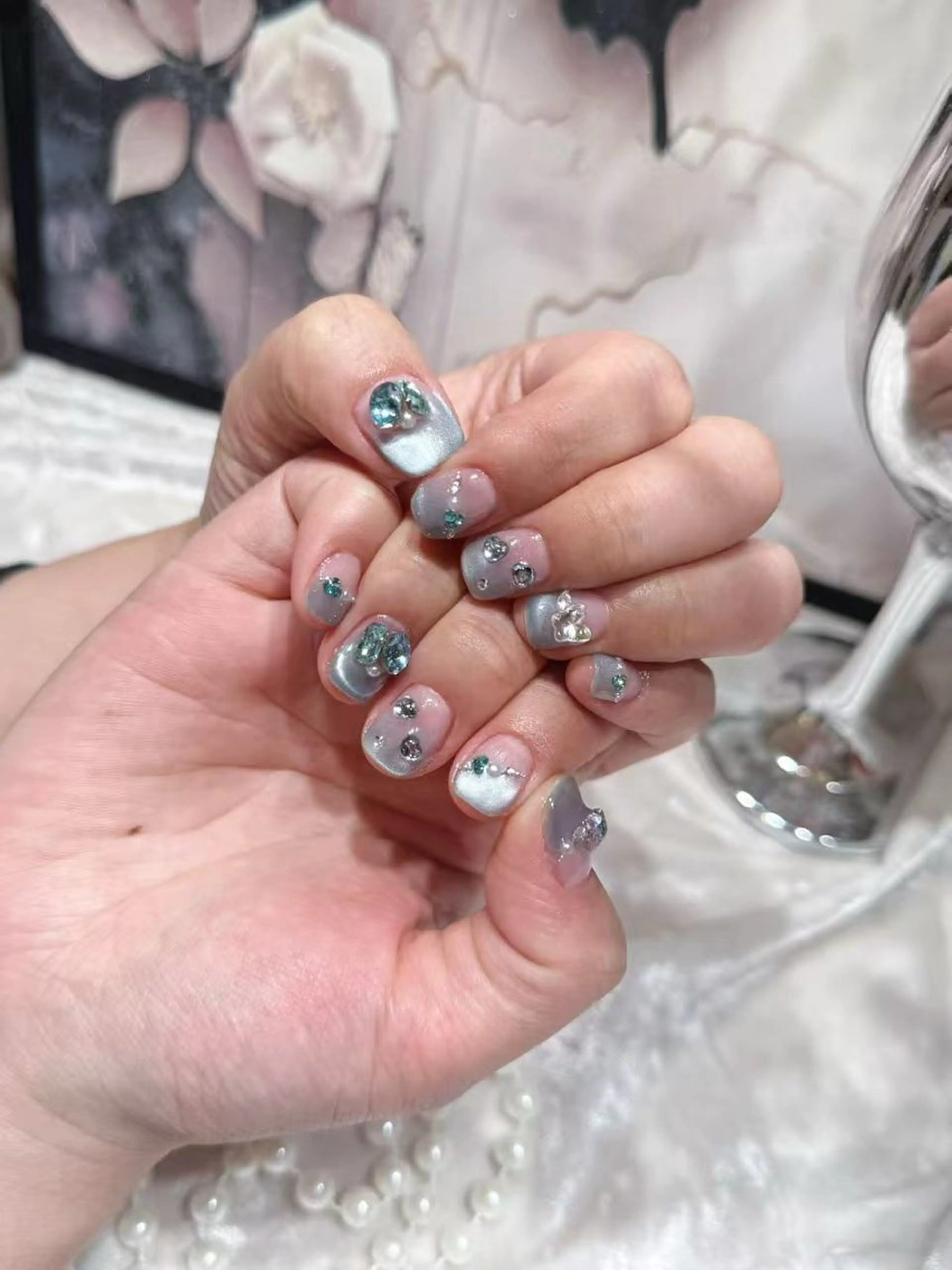 ネイル アートネイル フットネイル ジェルネイル ハート マグネットネイル babarla Nailのネイルデザイン