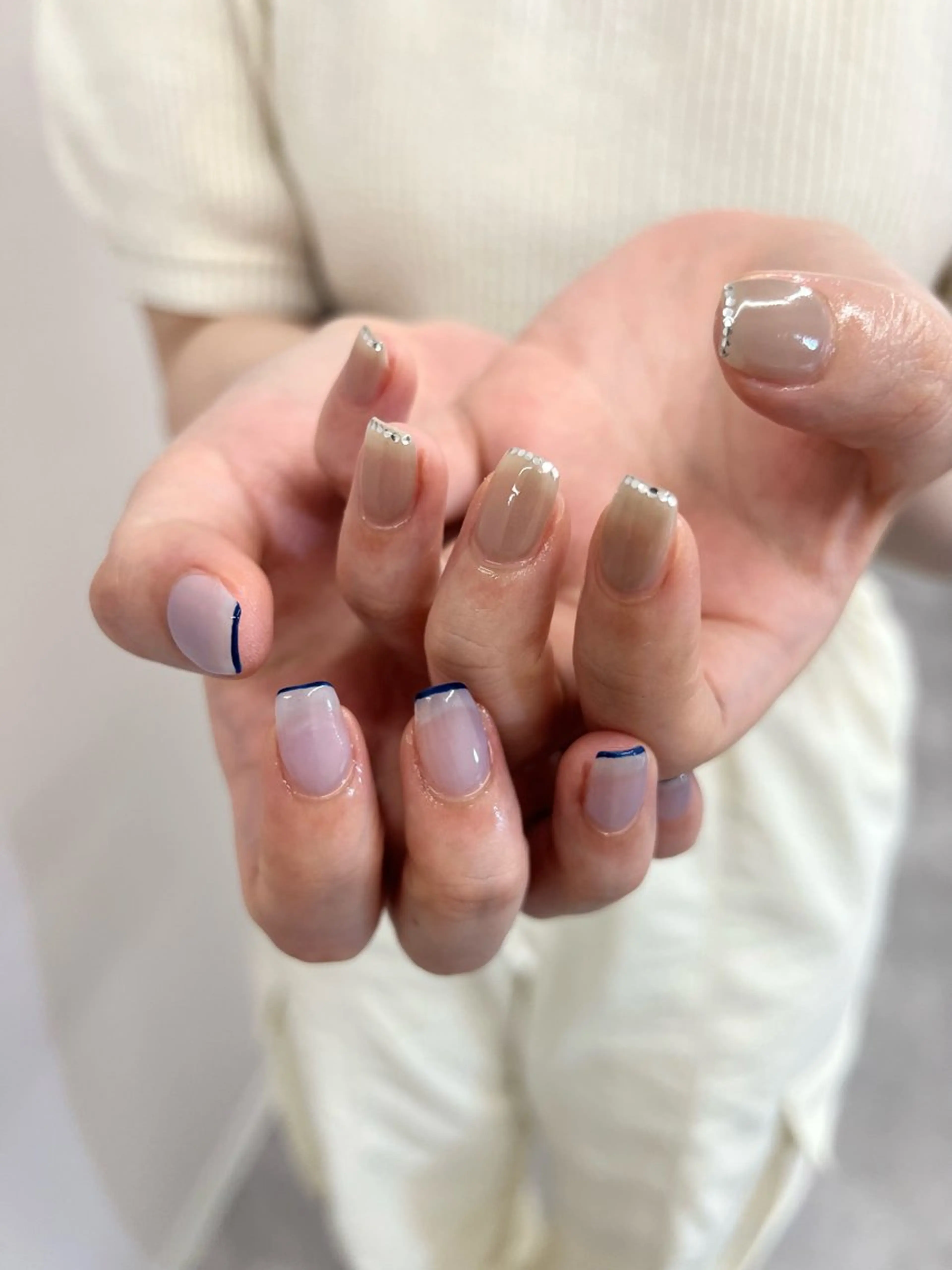 ネイル アートネイル ブルー フレンチネイル ジェルネイル ワンカラーネイル Bana_ Nailのネイルデザイン