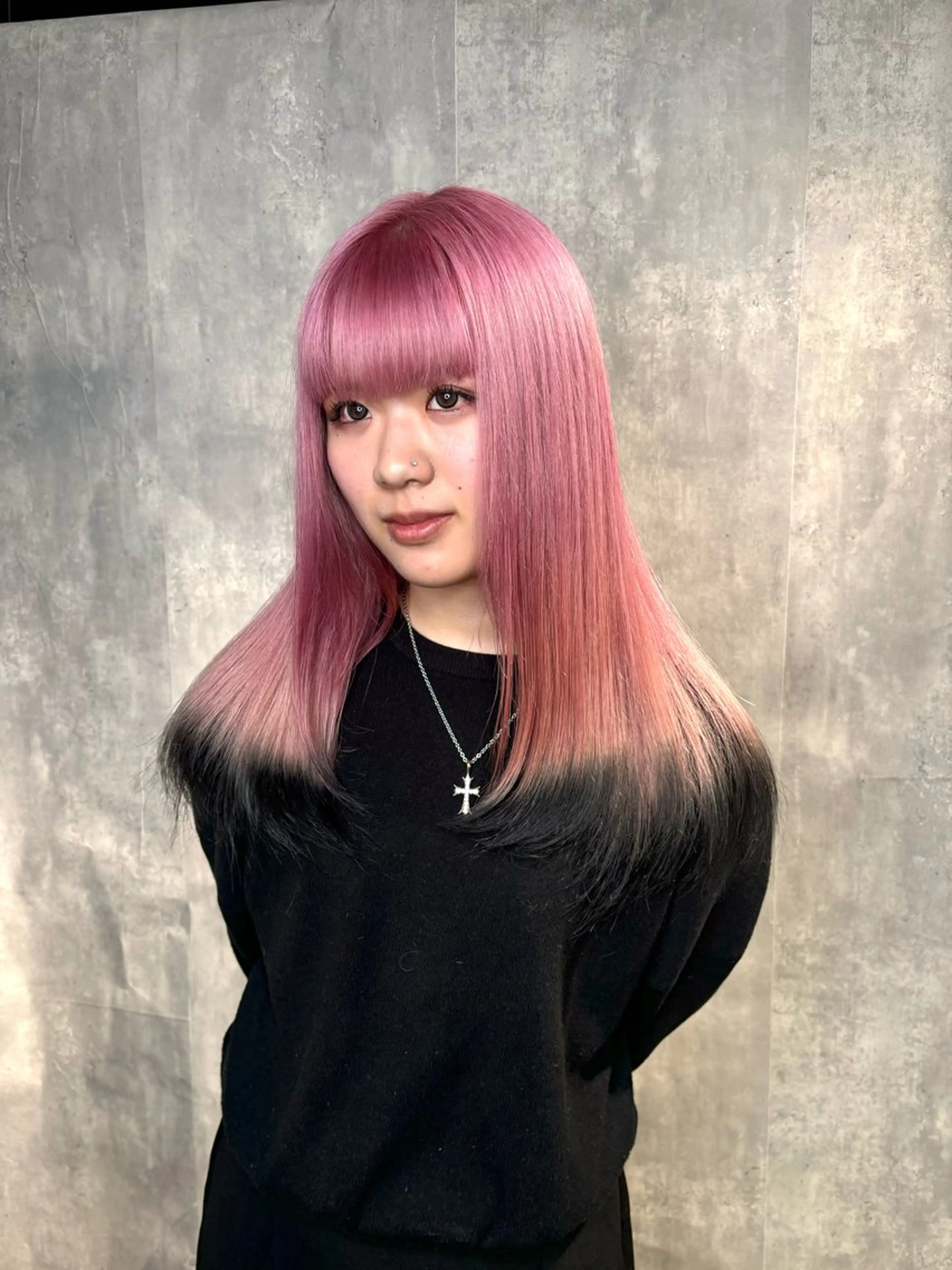 カラー 黒髪 デザインカラー 💫miyu💫デザ インカラー/アレンジのヘアスタイル