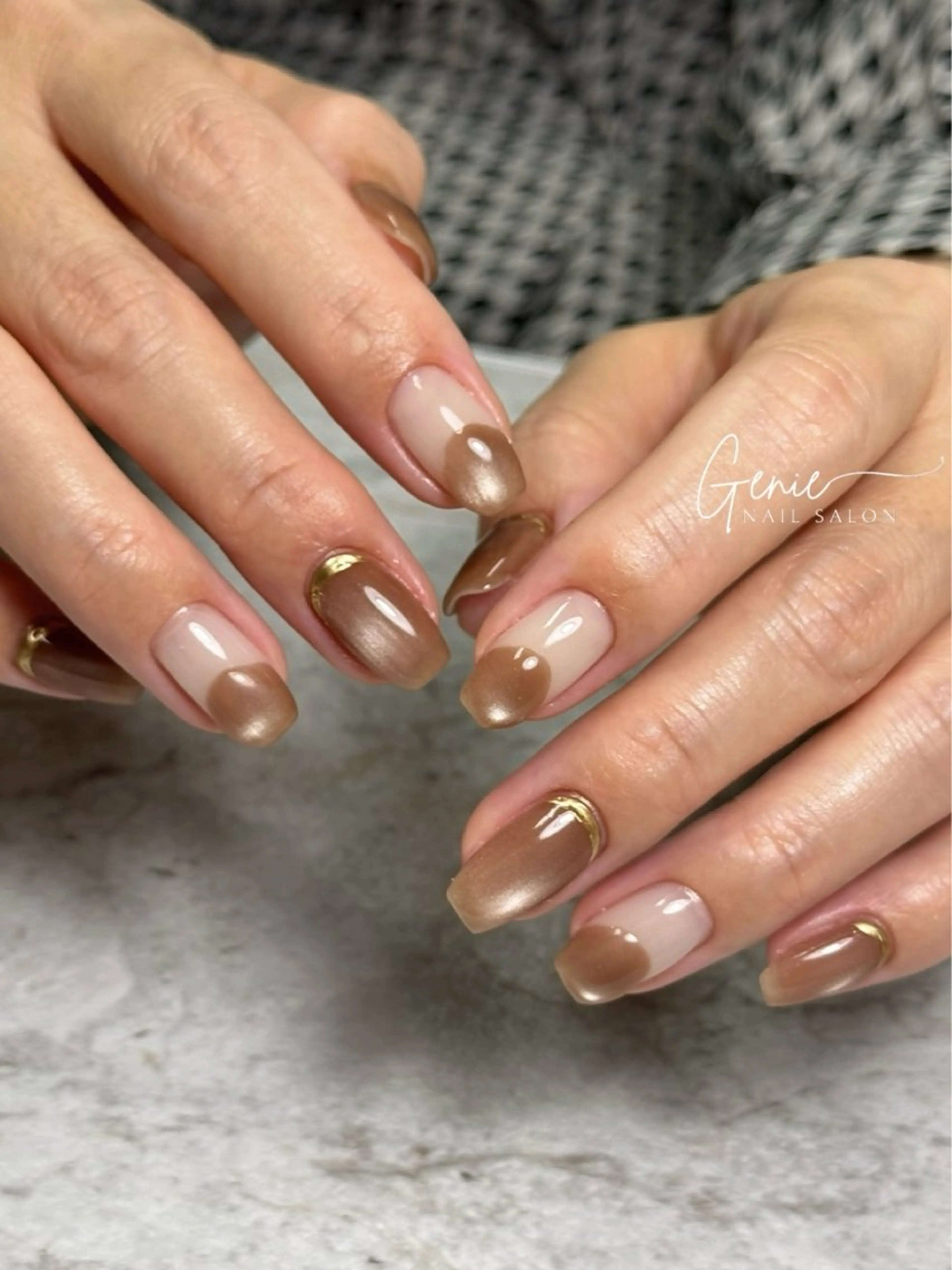 ネイル マグネットネイル ニュアンスネイル ハンドネイル Nail salon Genieのネイルデザイン