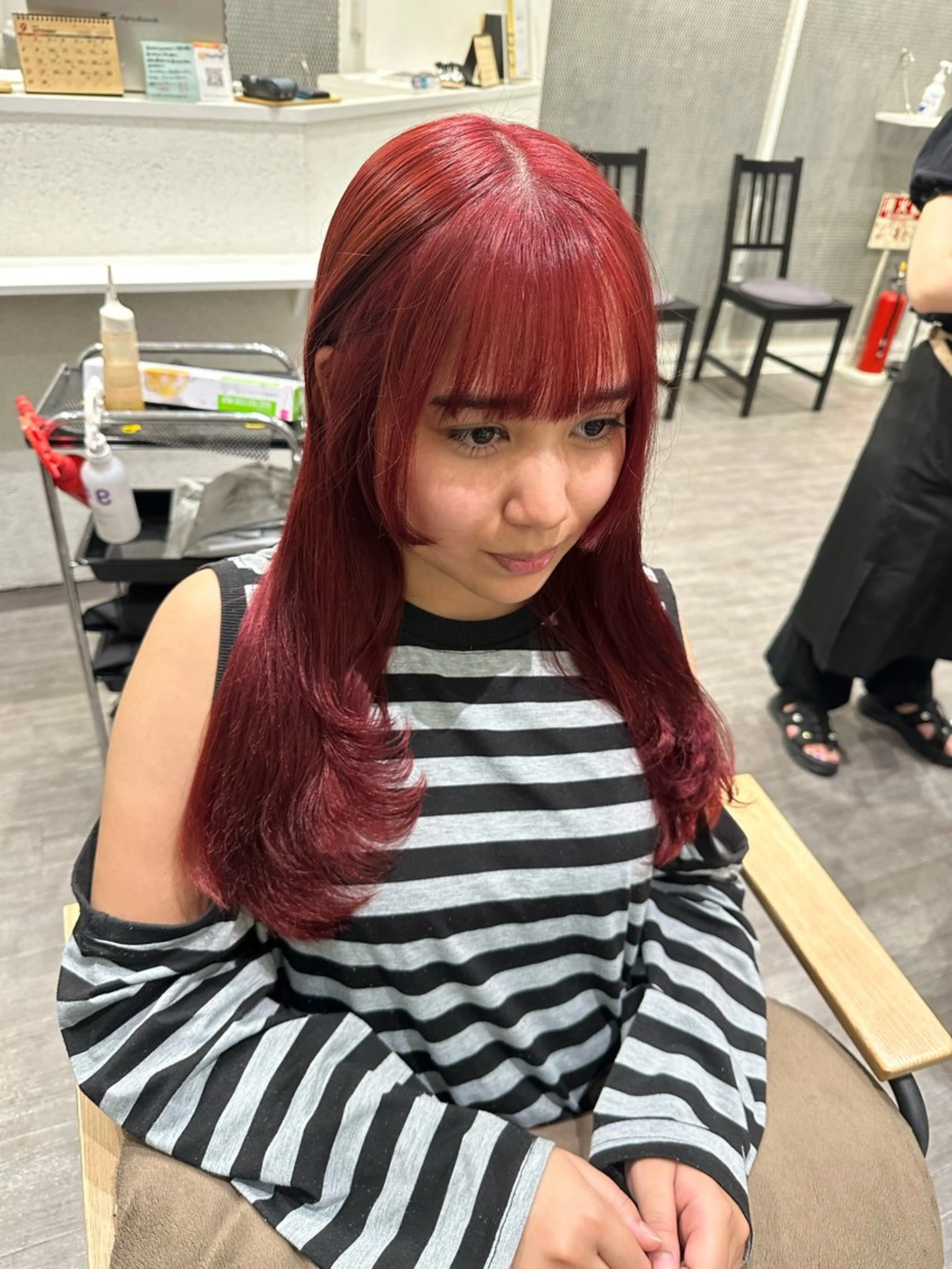 セミロング カラー 顔まわりレイヤー レイヤーカット カット ヘアカラー トリートメント 艶髪レイヤー上田 紗也🇰🇷💗のヘアスタイル