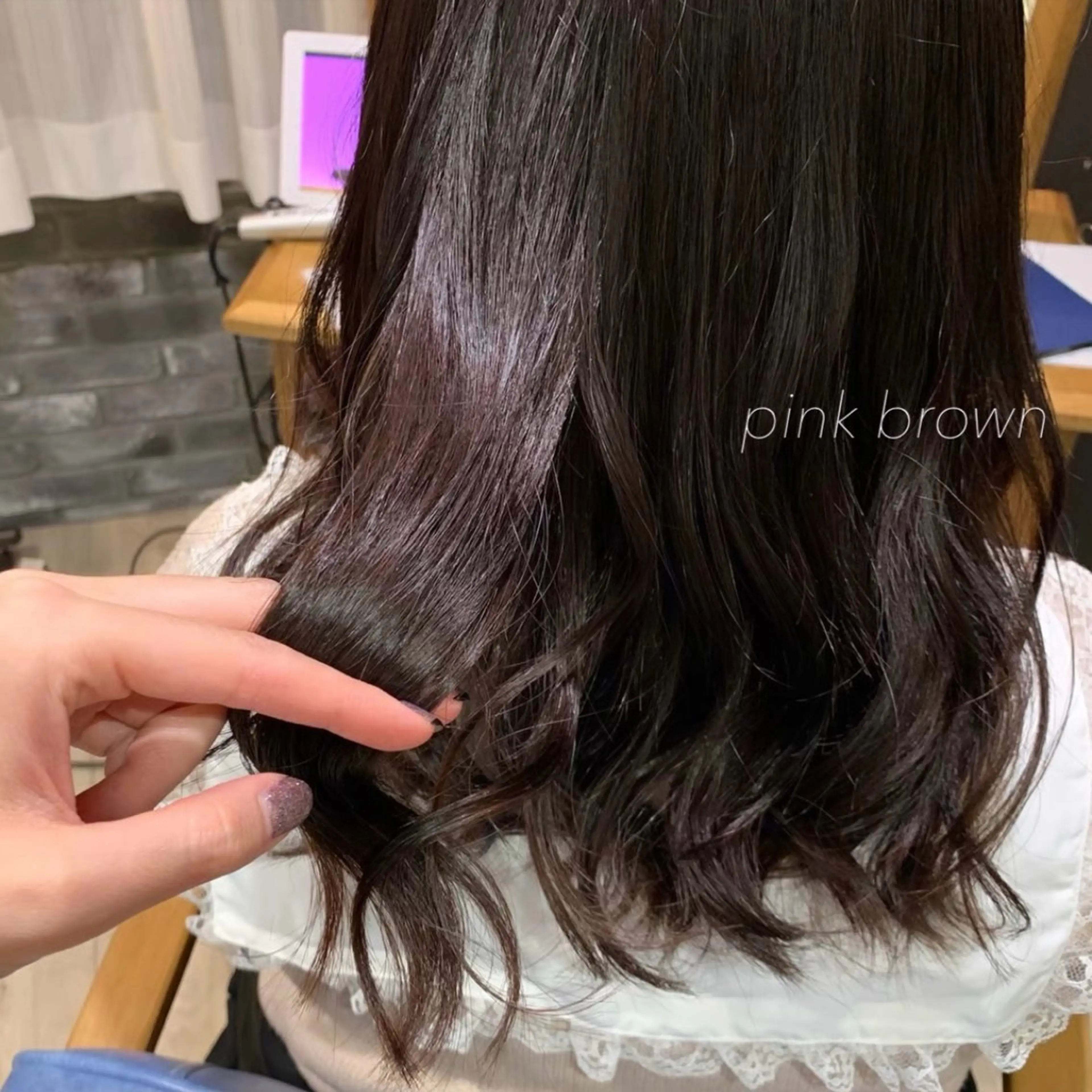 セミロング カラー ヘアアレンジ ブラウンカラー ピンクカラー ピンクブラウン 似合わせカット得意 💛RENA💛のヘアスタイル