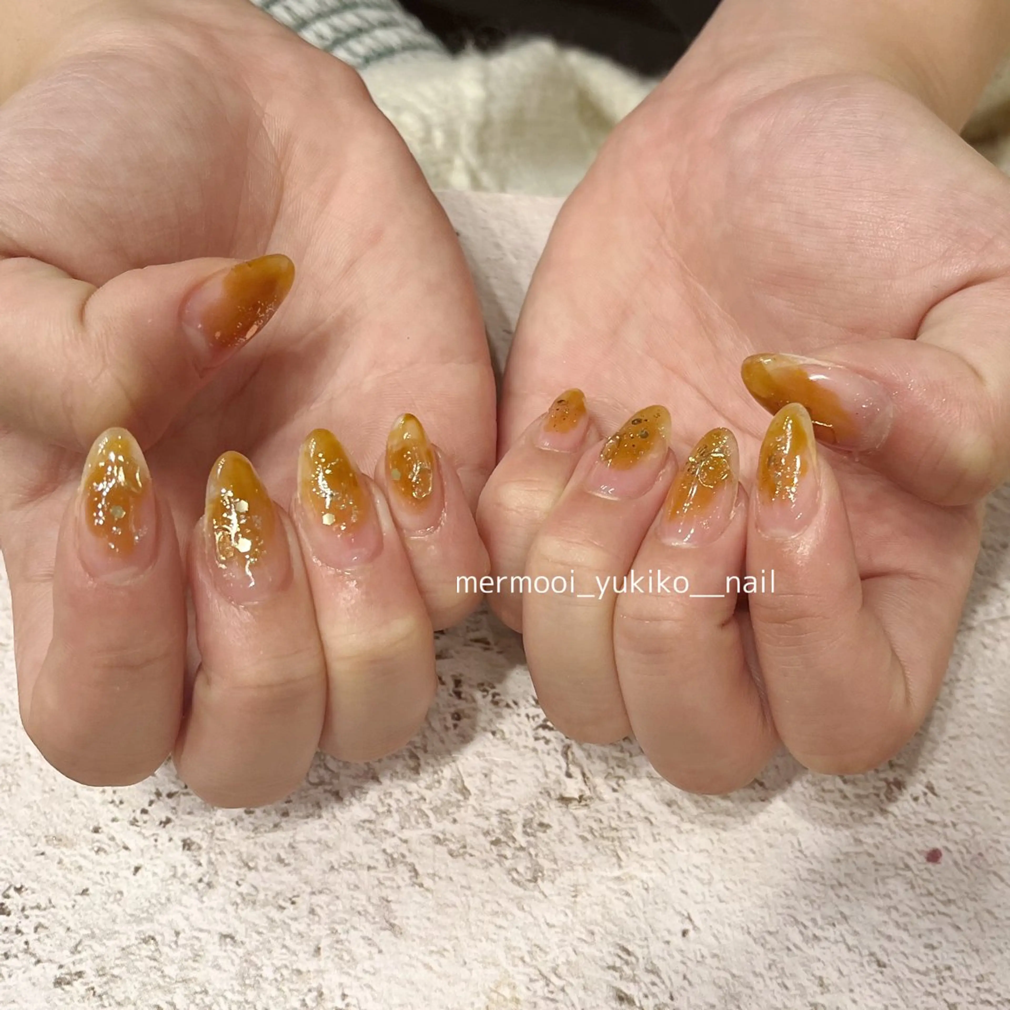 ネイル アートネイル ボルドー ブラウン クリアネイル ジェルネイル melumooi nailのネイルデザイン