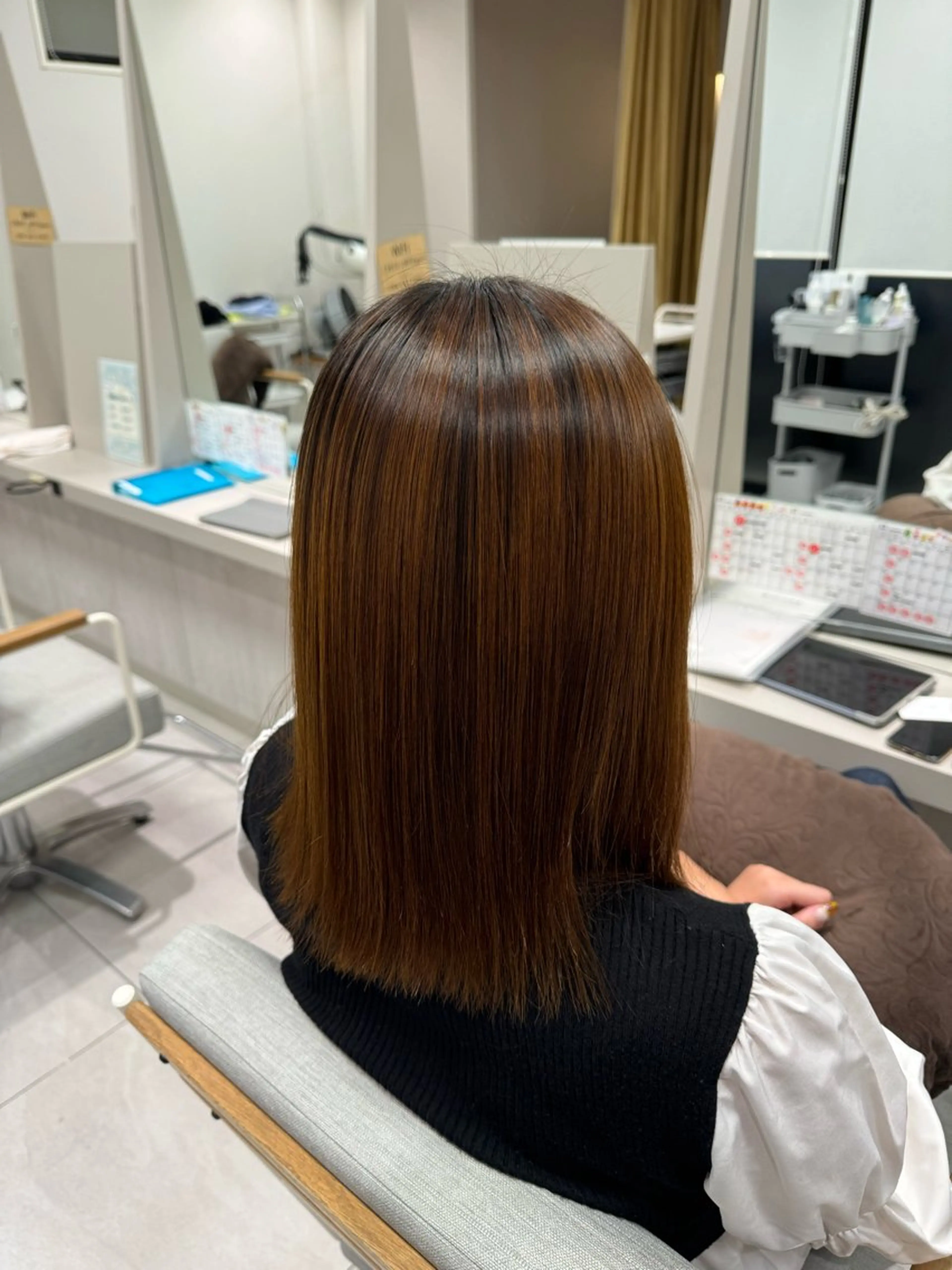 セミロング パーマ 縮毛矯正 CRECE💫永尾 胡桃のヘアスタイル