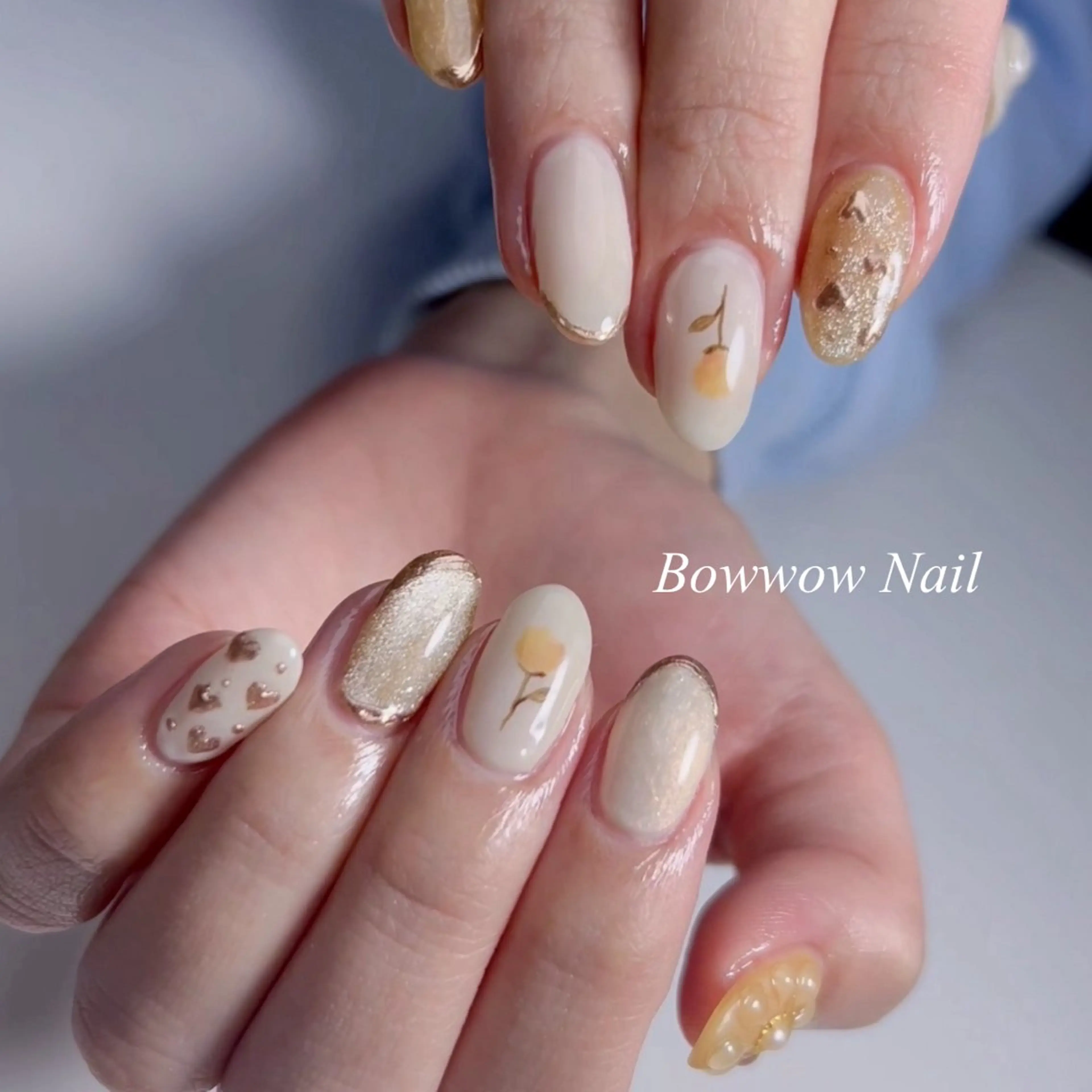 ネイル アートネイル フレンチネイル マグネットネイル ミラーネイル Bow wow Nail さや🧸のネイルデザイン