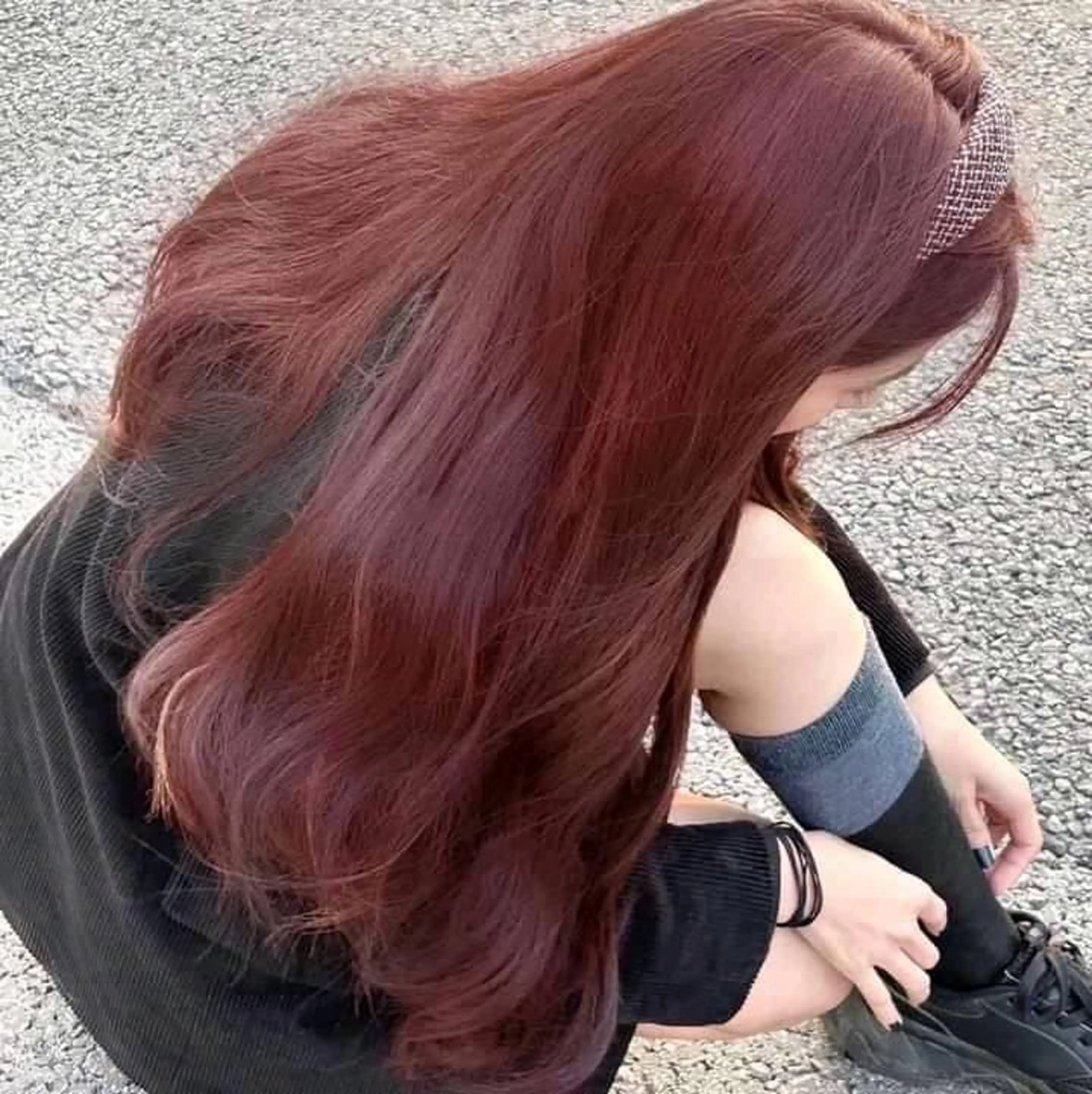 セミロング カラー ヘアアレンジ ケアカラー 🩶学生指名No.1 レッド・ボルドー🩶のヘアスタイル