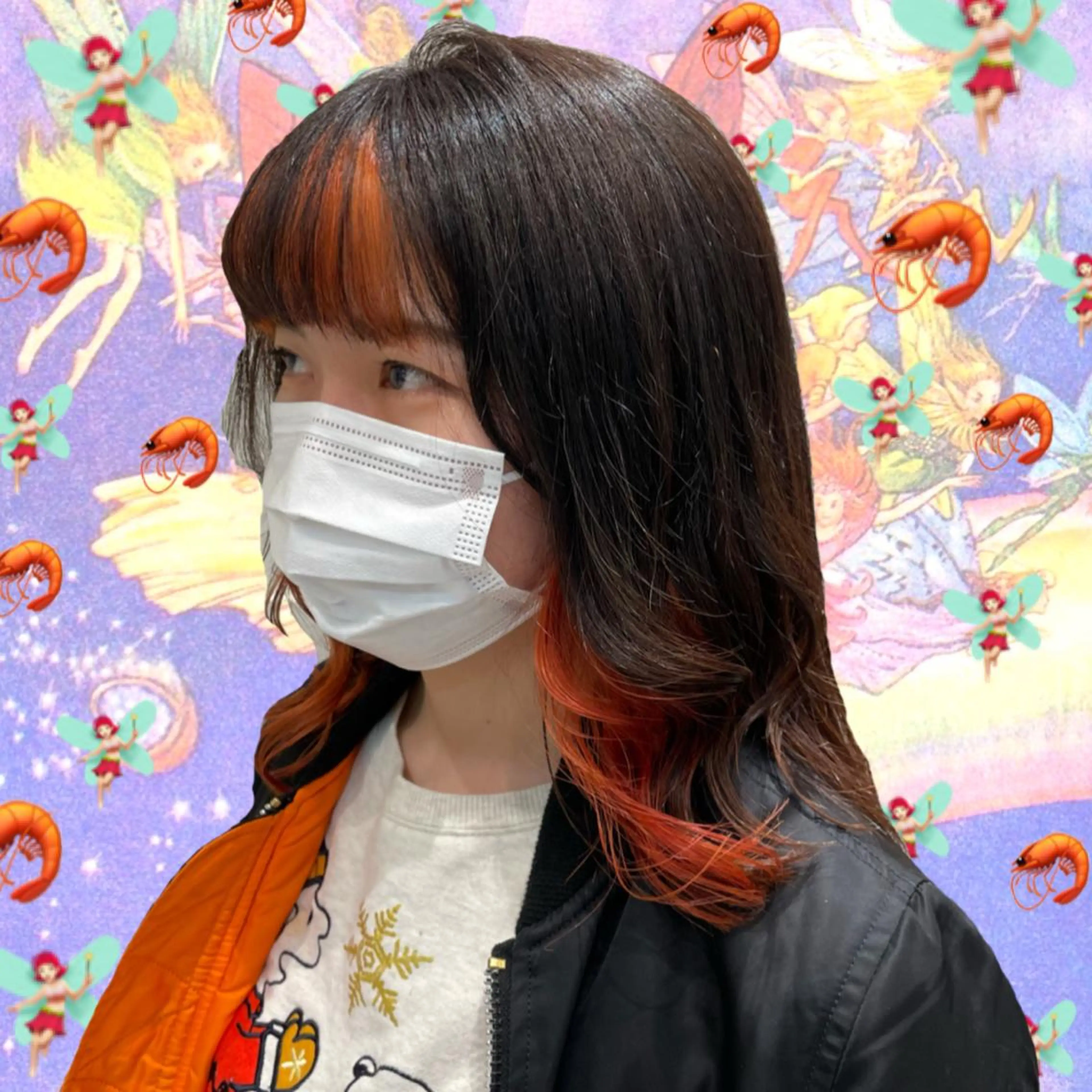 セミロング カラー オレンジ 🌺ウルフカット職人 新垣渚🐺のヘアスタイル