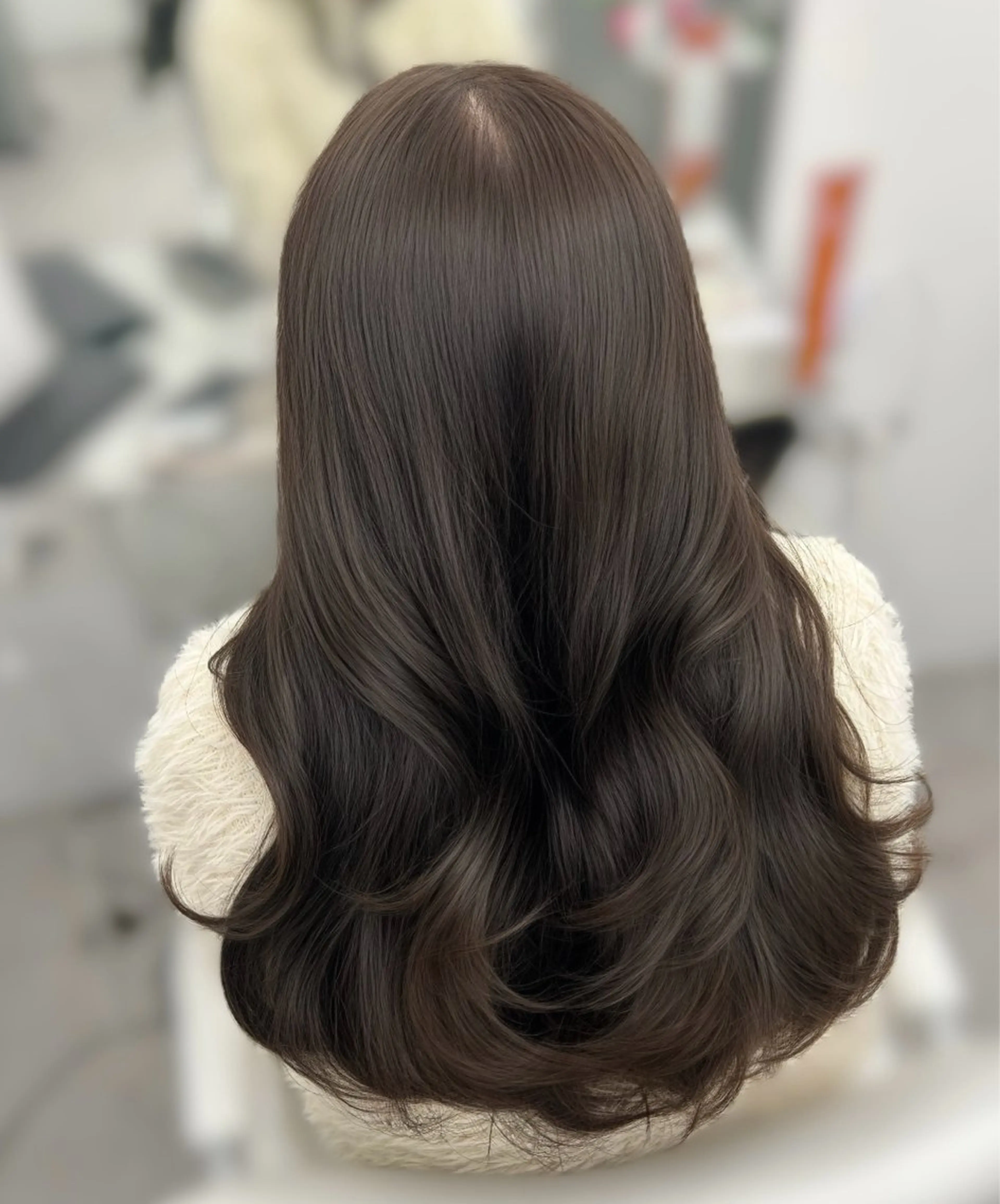 ロング カラー ブラウンカラー ショコラブラウン カット ヘアカラー トリートメント 韓国ヘア/顔周り ヘアセット/加藤優里のヘアスタイル