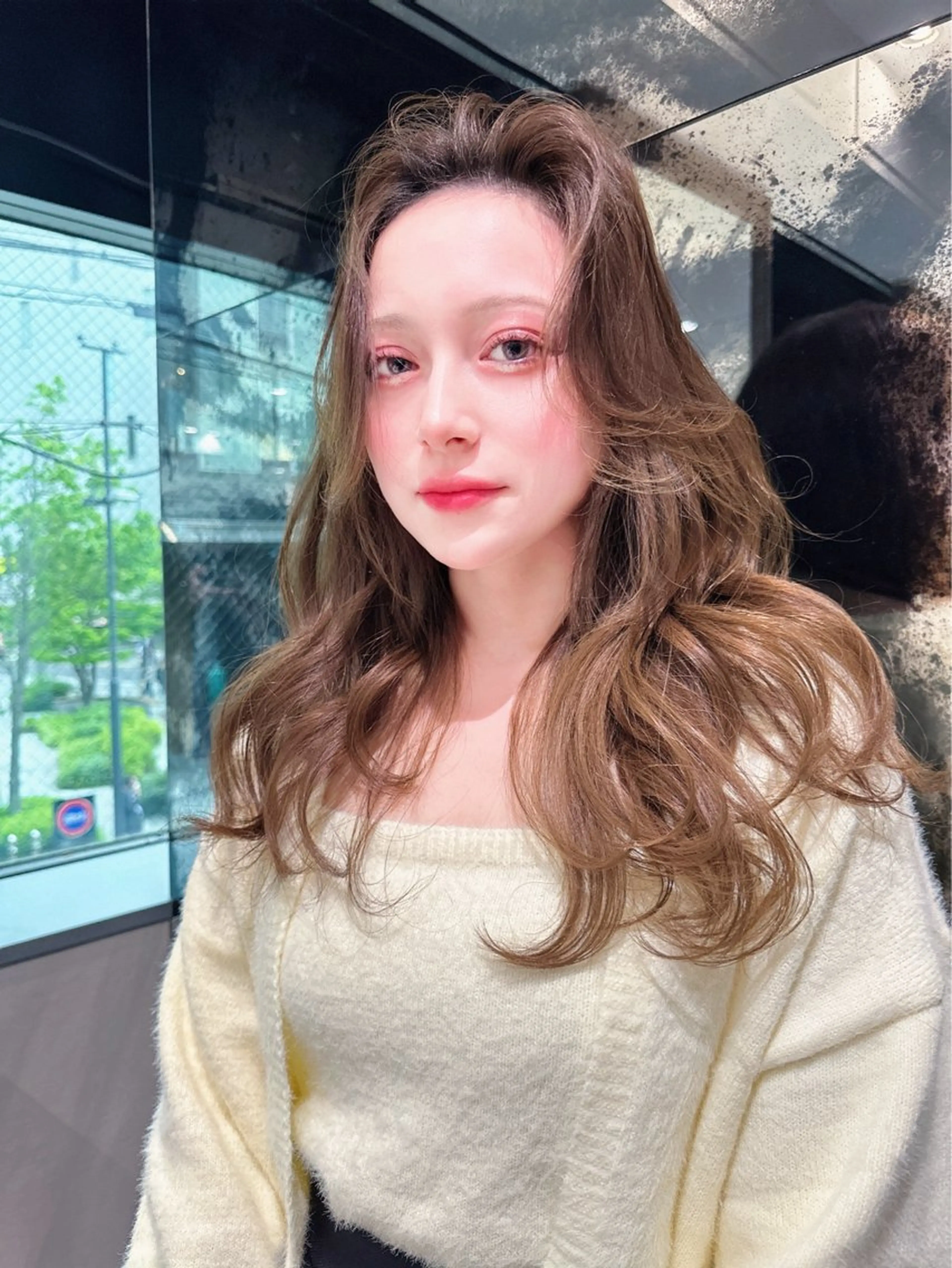 セミロング アッシュ ハイライト 韓国風ヘア カット ヘアカラー トリートメント 韓国カット/透明感 カラー/NANAMIのヘアスタイル