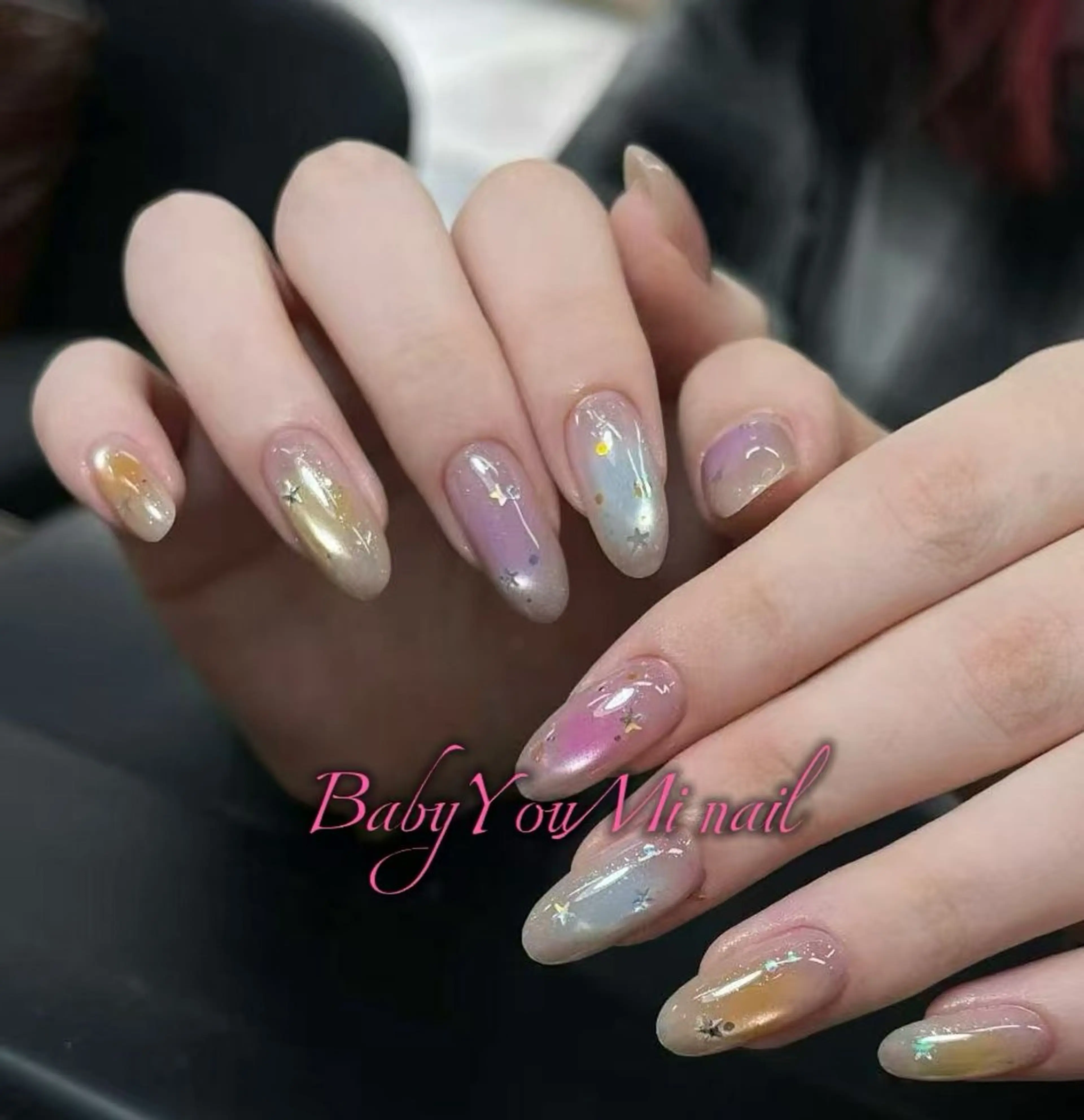 ネイル オーロラネイル フラワーネイル フットネイル フレンチネイル ジェルネイル BabyYouMi nailのネイルデザイン