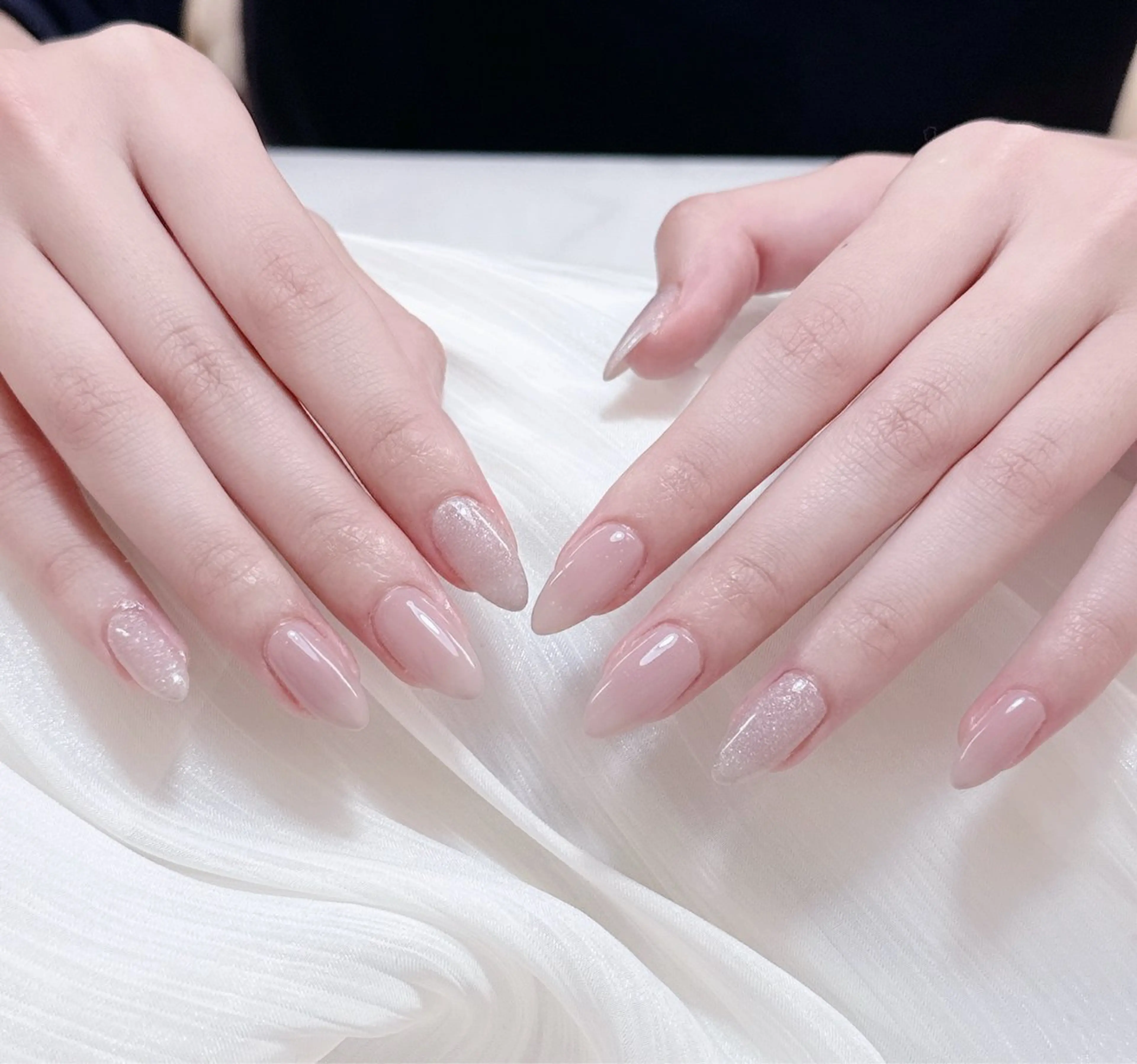 ネイル チークネイル フレンチネイル グラデーション 氷ネイル・うるうるネイル キラキラネイル 陳 rinaのネイルデザイン