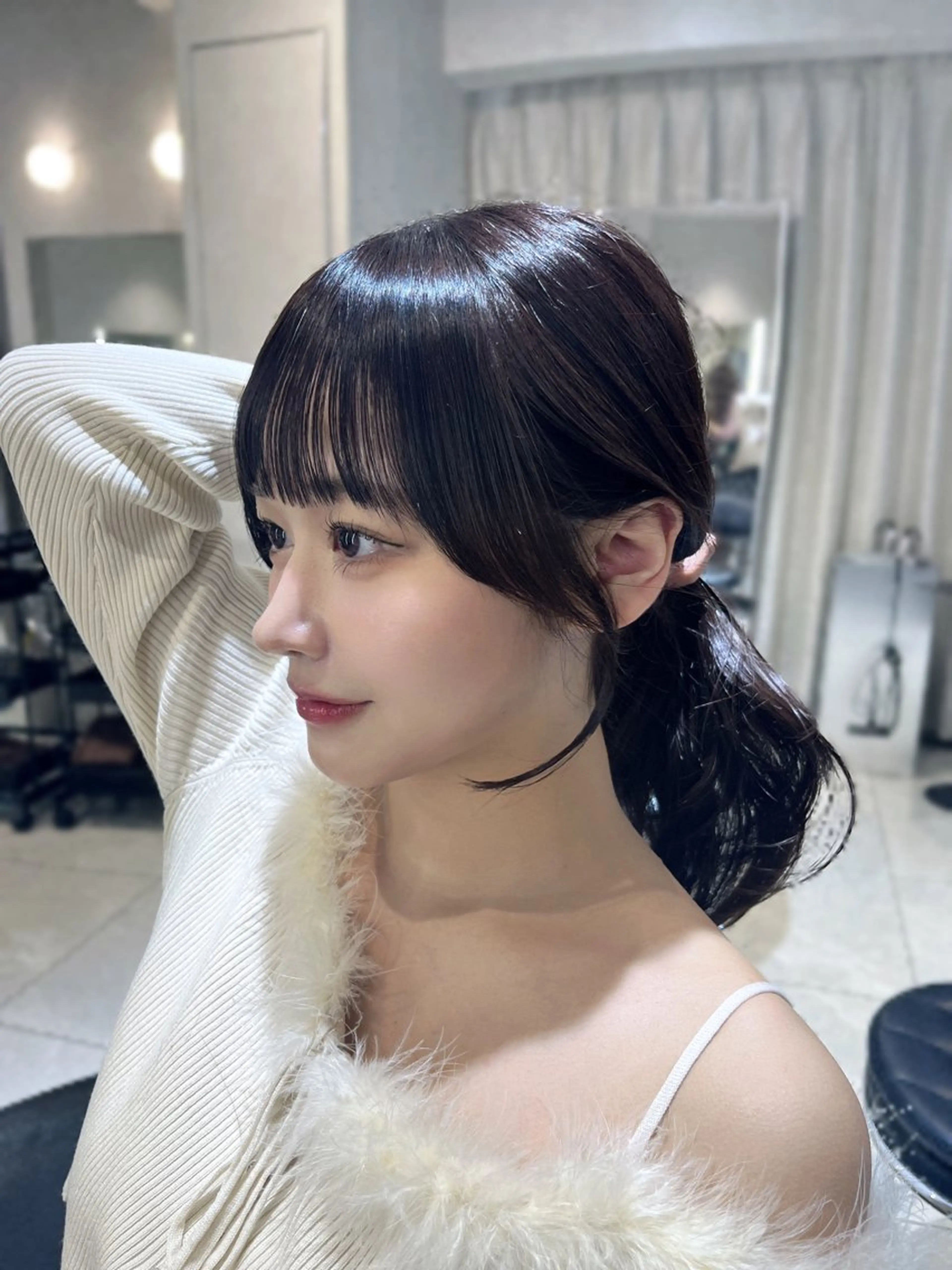 セミロング カラー 小顔カット 韓国レイヤー×モテ髪 /MITSUKI🤍のヘアスタイル