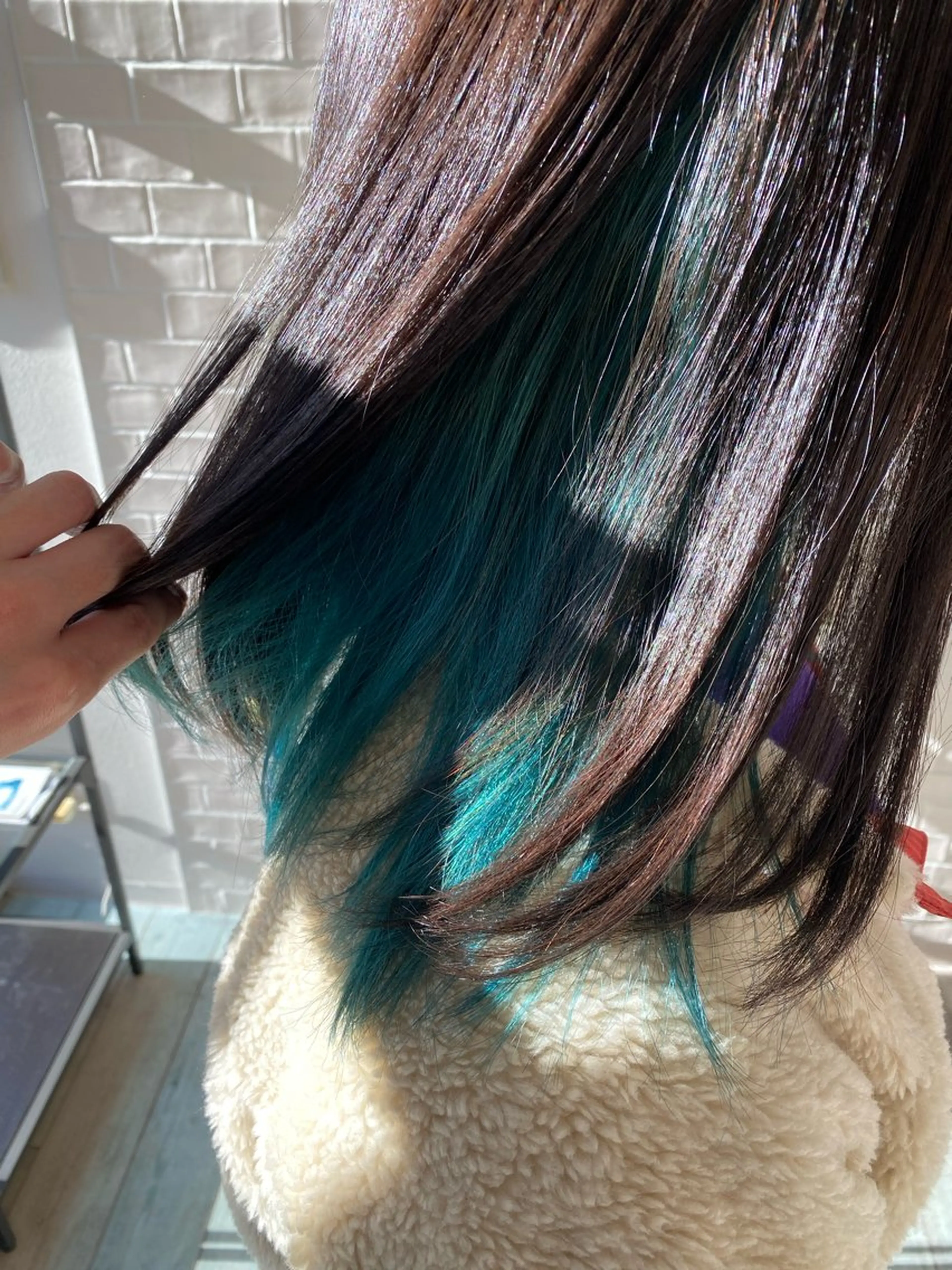 ミディアム カラー ブルーカラー 國分 伸也のヘアスタイル