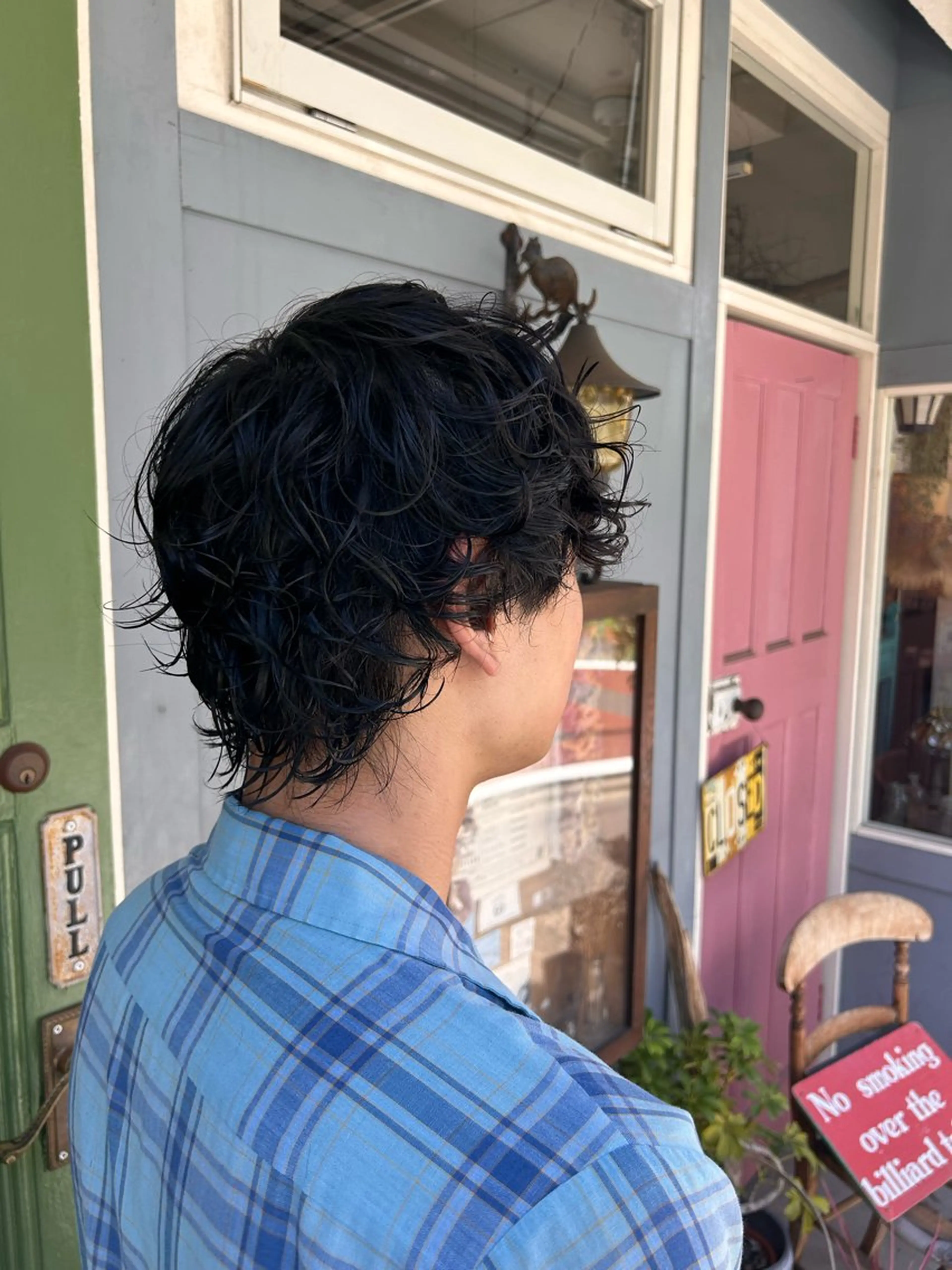 ミディアム パーマ ミディアムパーマ ウルフカット カット パーマ 清水千優/パーマ/ メンズパーマのヘアスタイル