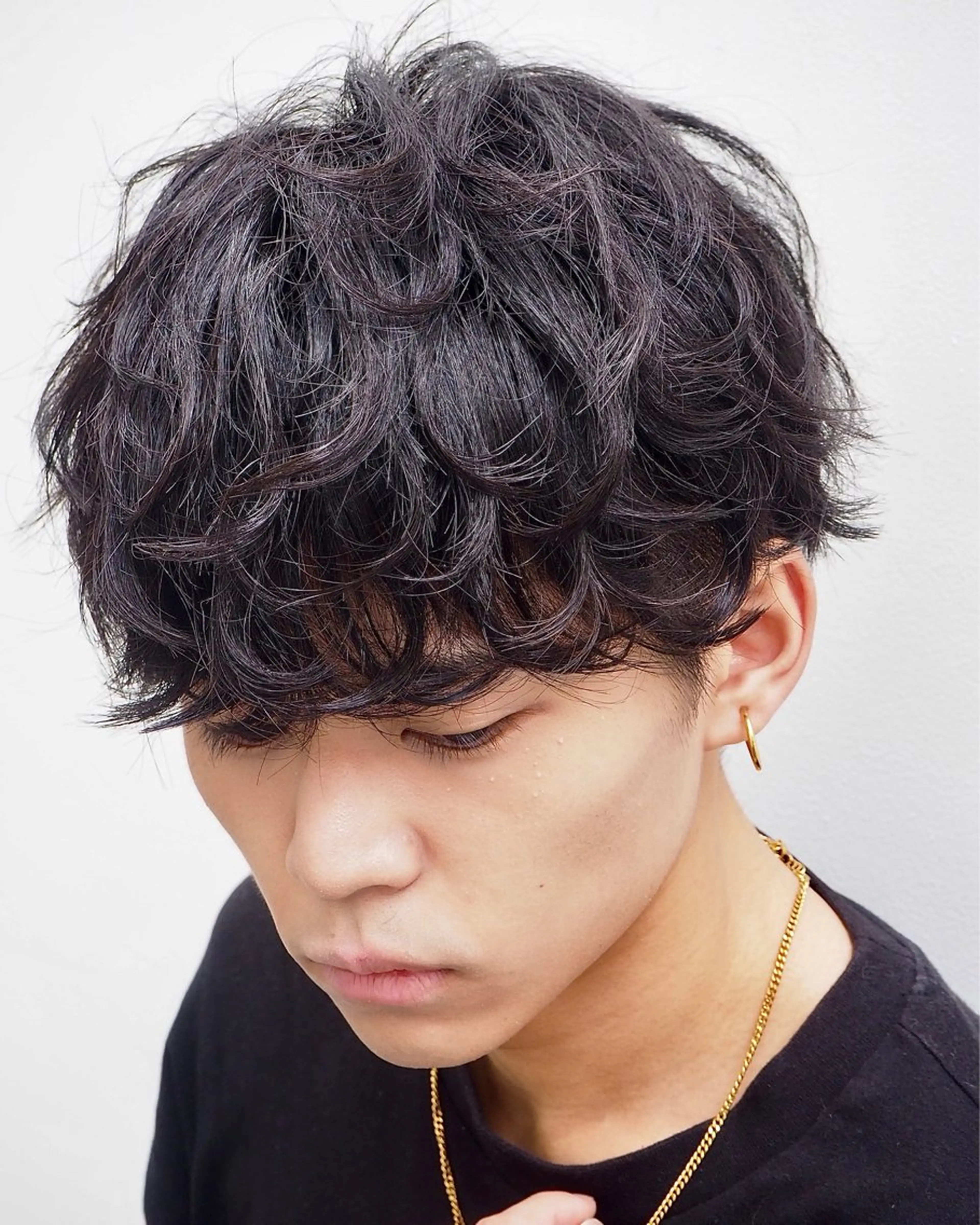 ショート メンズ センターパート フェードカット マッシュ メンズパーマ メンズツイストパーマ カット パーマ 波巻き/ツイスパ ⭐️岡安のヘアスタイル