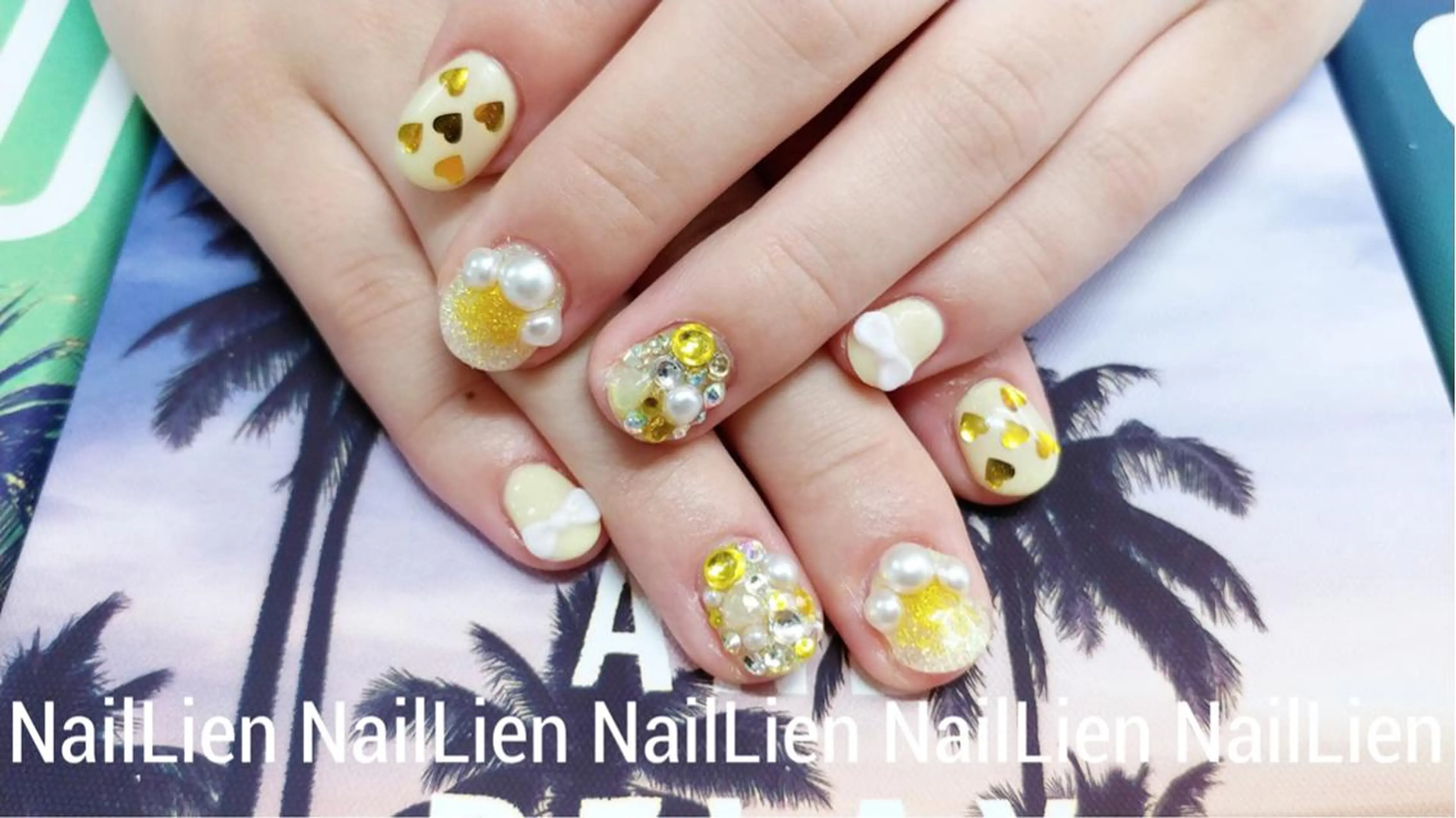 ネイル 持ち込み リボン ハンドネイル Nail lieNのネイルデザイン