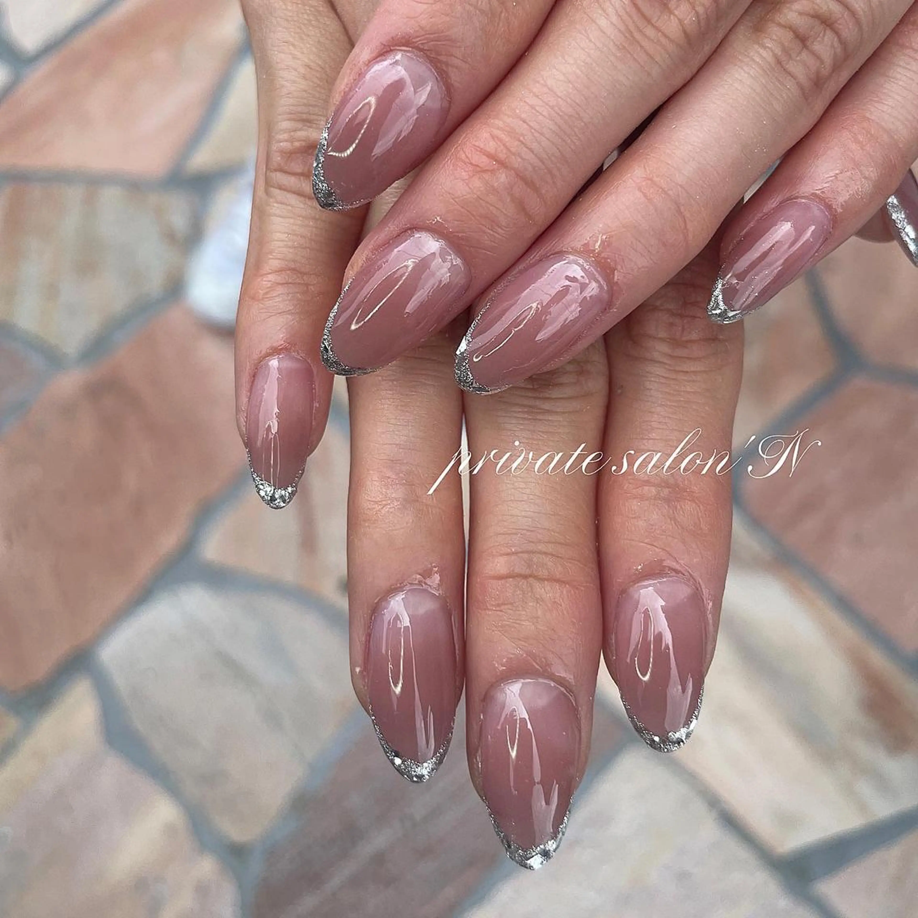 ネイル フレンチネイル ガラスフレンチ BINERVA nail salonのネイルデザイン