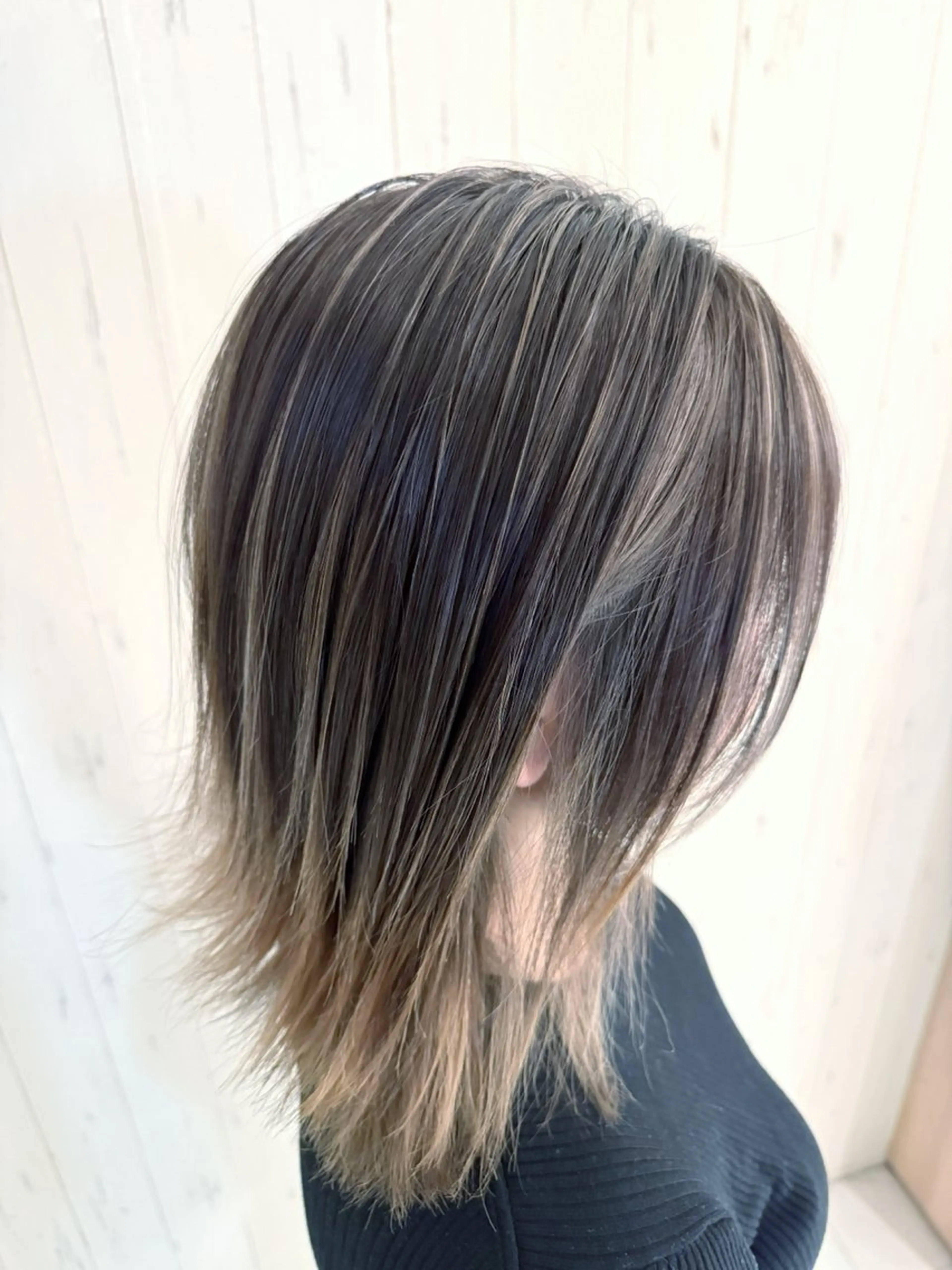 ミディアム ハイライト レイヤーカット 髪質改善/ハイライト 小林秀樹のヘアスタイル