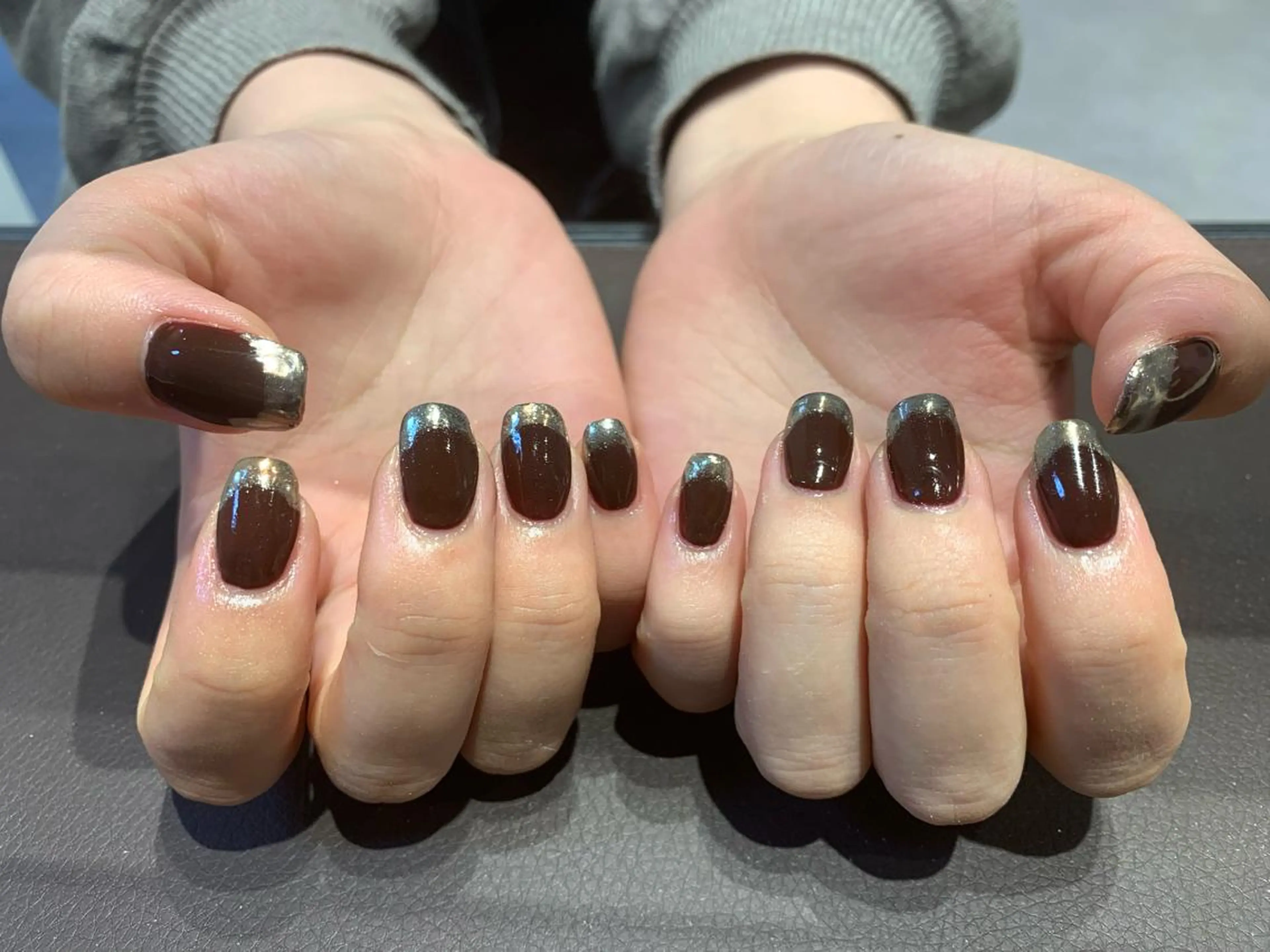 ネイル フレンチネイル ミラーネイル 持ち込み マキノ ユイのネイルデザイン