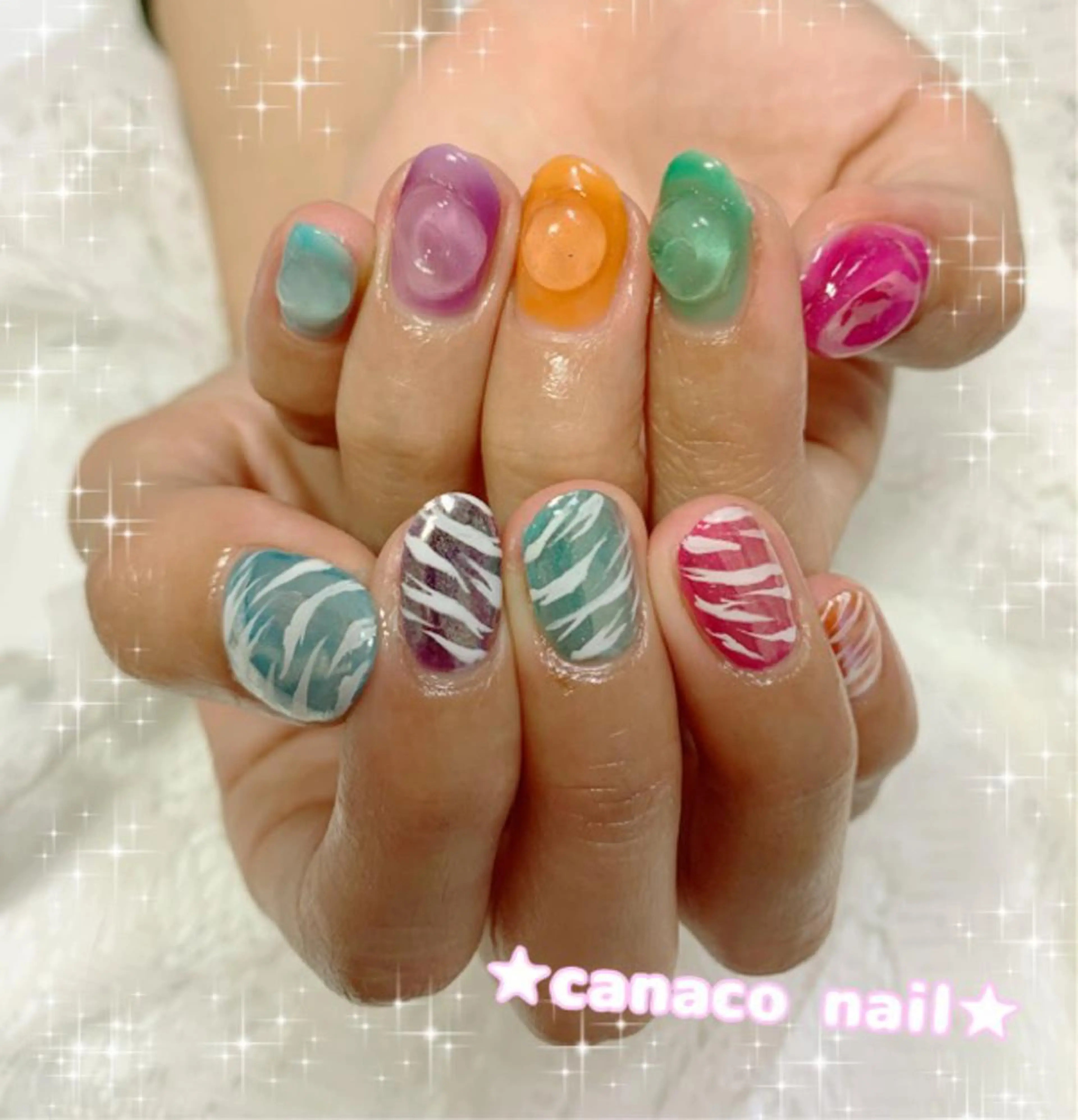 ネイル アニマル柄 ミラーネイル ハンドネイル ハンドケア ベテランネイル cnc  nailのネイルデザイン