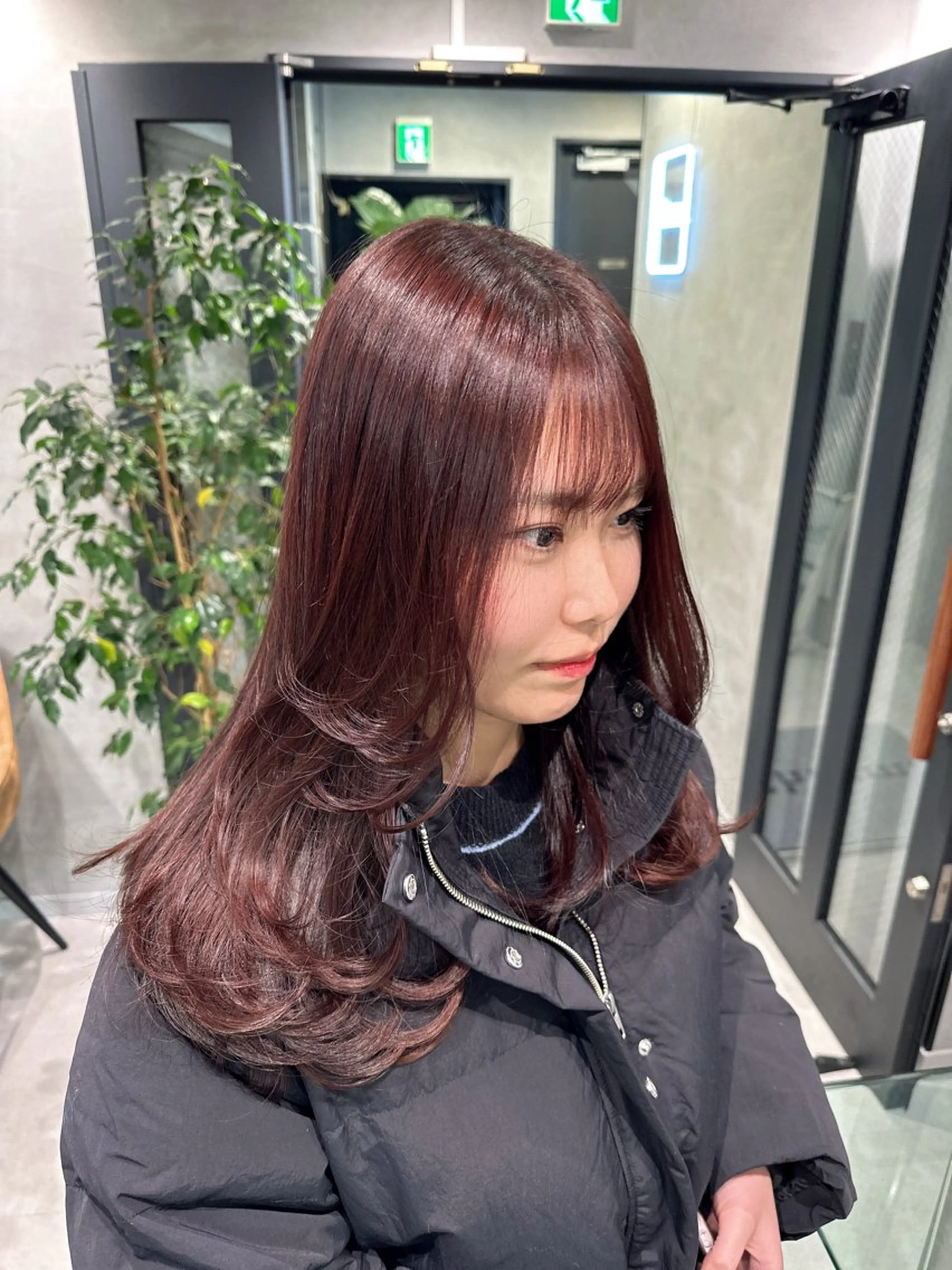 ロング カラー レイヤーカット トリートメント 銀座レイヤーカット ×シースルー前髪のヘアスタイル