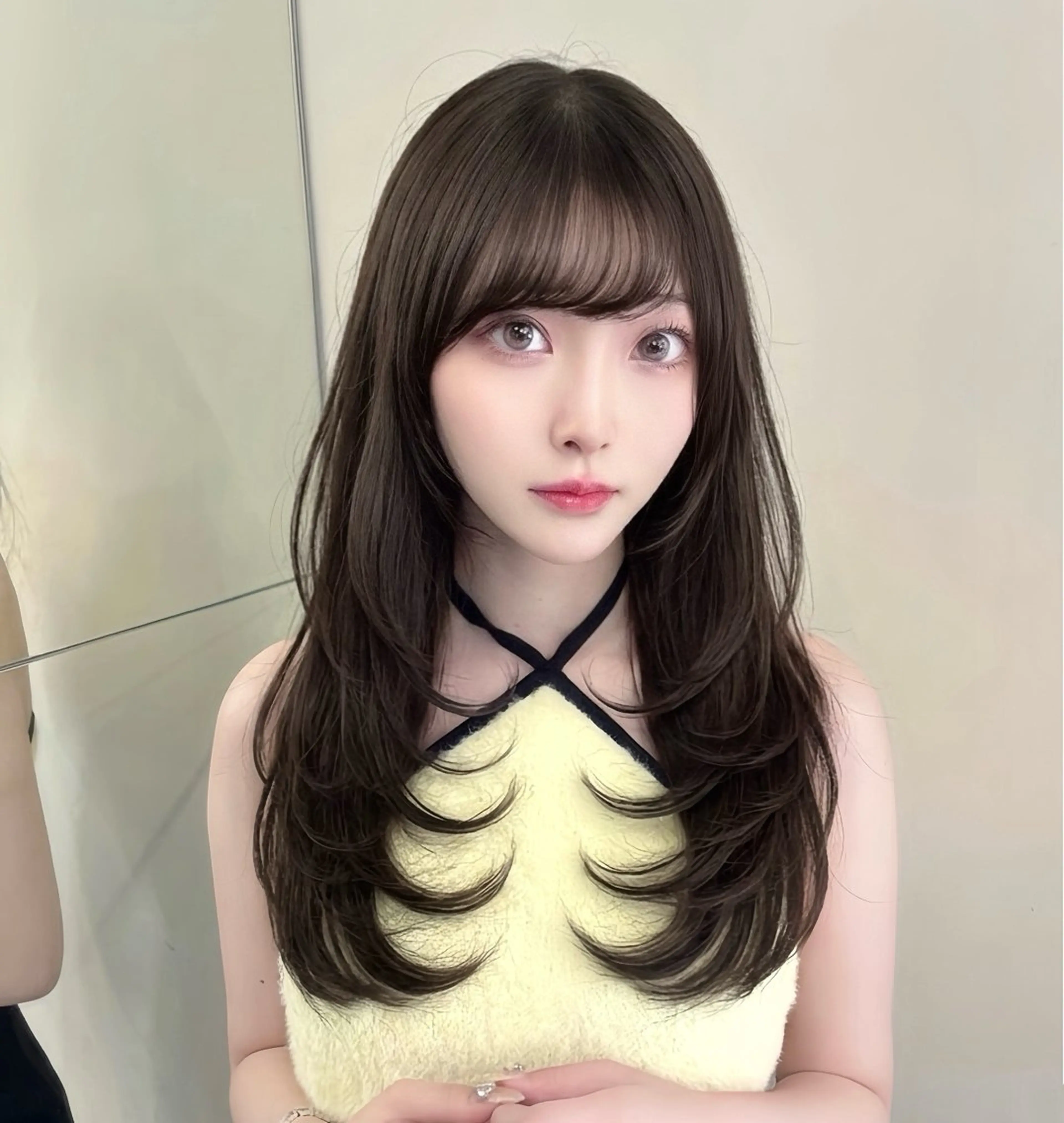 ロング カラー カット ヘアカラー トリートメント レイヤー/髪質改善 縮毛/ハッシュカットのヘアスタイル