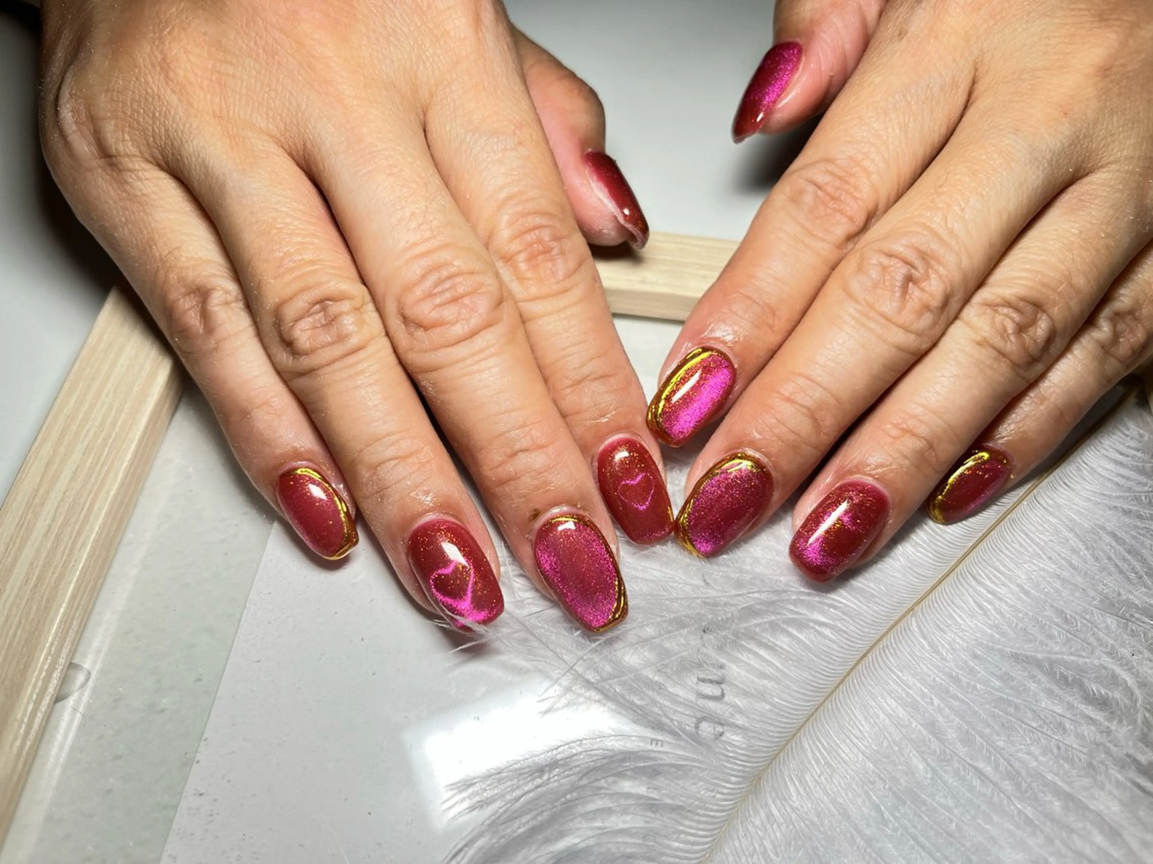 ネイル アートネイル ハート マグネットネイル Nail salon Caco.のネイルデザイン