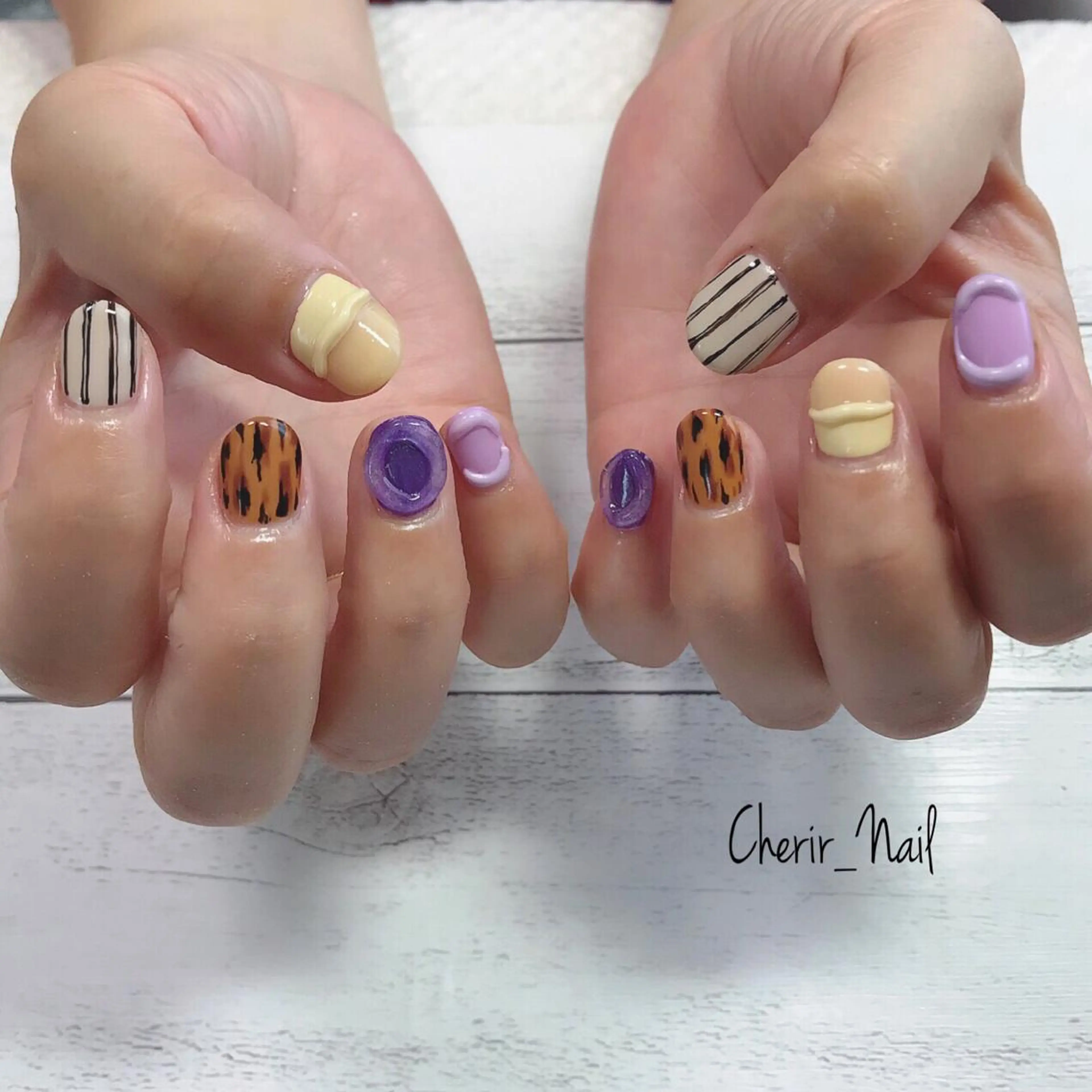 ネイル ニュアンスネイル パステルネイル ショートネイル 夏ネイル Cherirnail kaoriのネイルデザイン