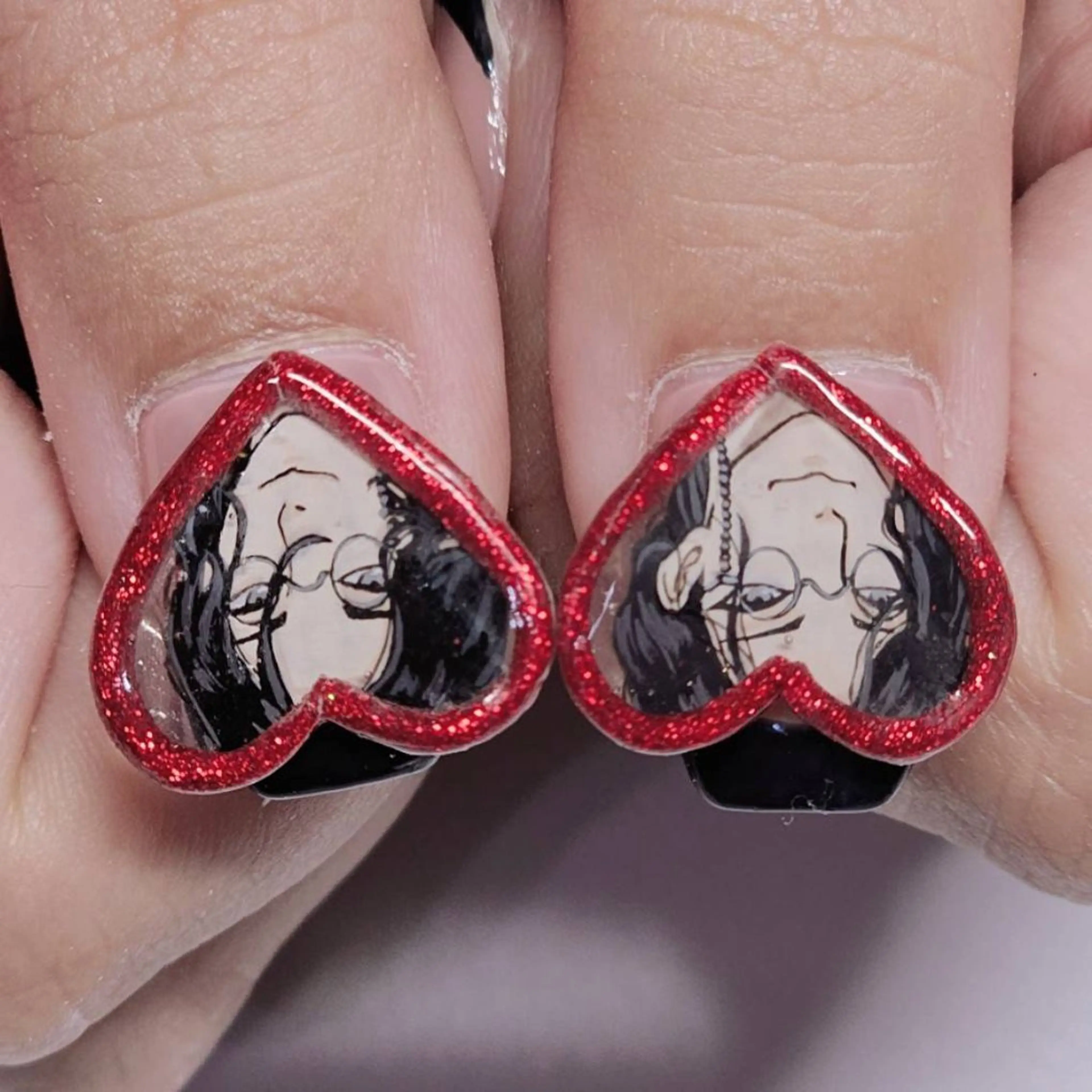 ネイル アートネイル フレンチネイル ハート ネイビー ハンドネイル よしだ ひろきのネイルデザイン