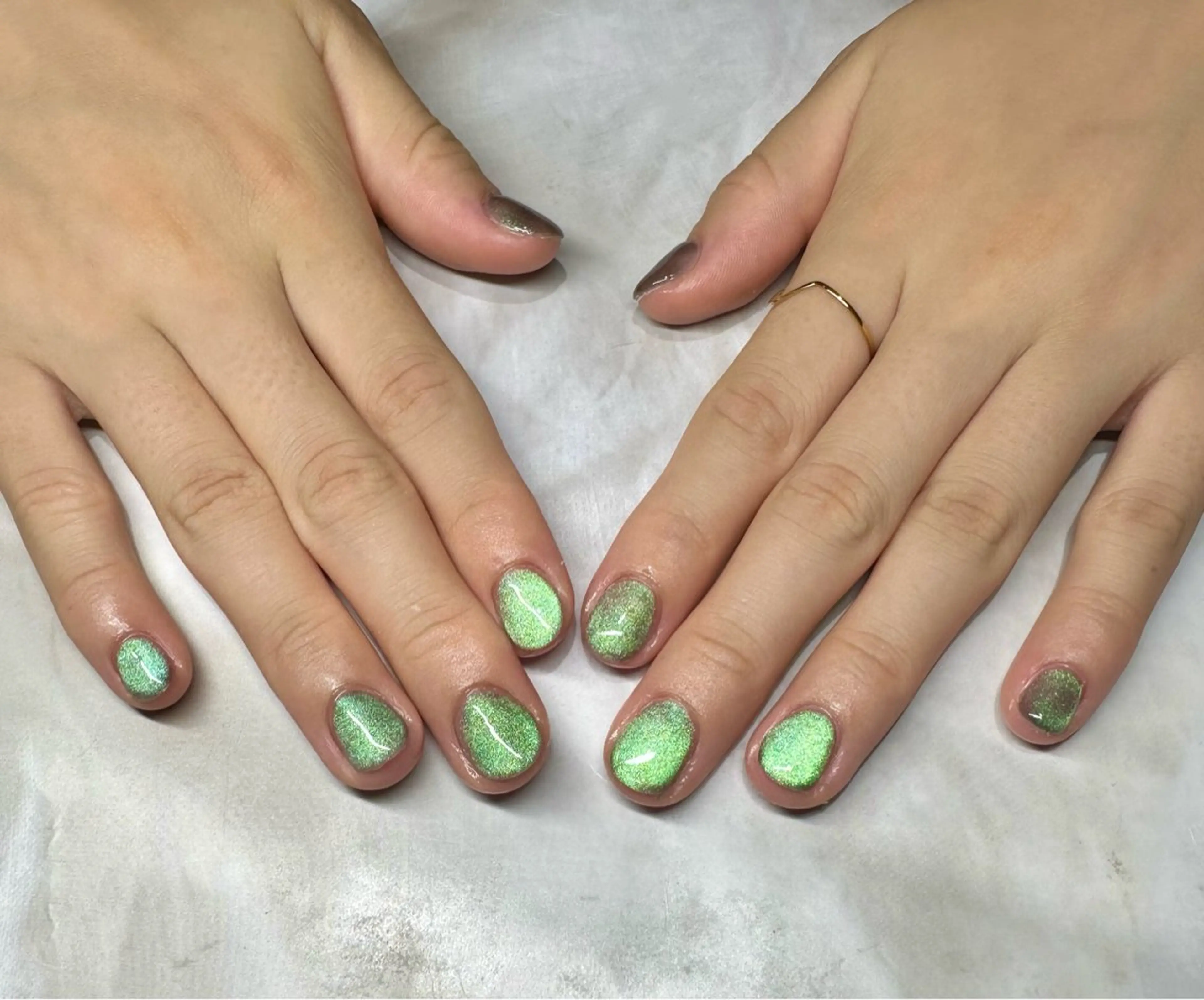 ネイル グリーン マグネットネイル Ueda Rieのネイルデザイン