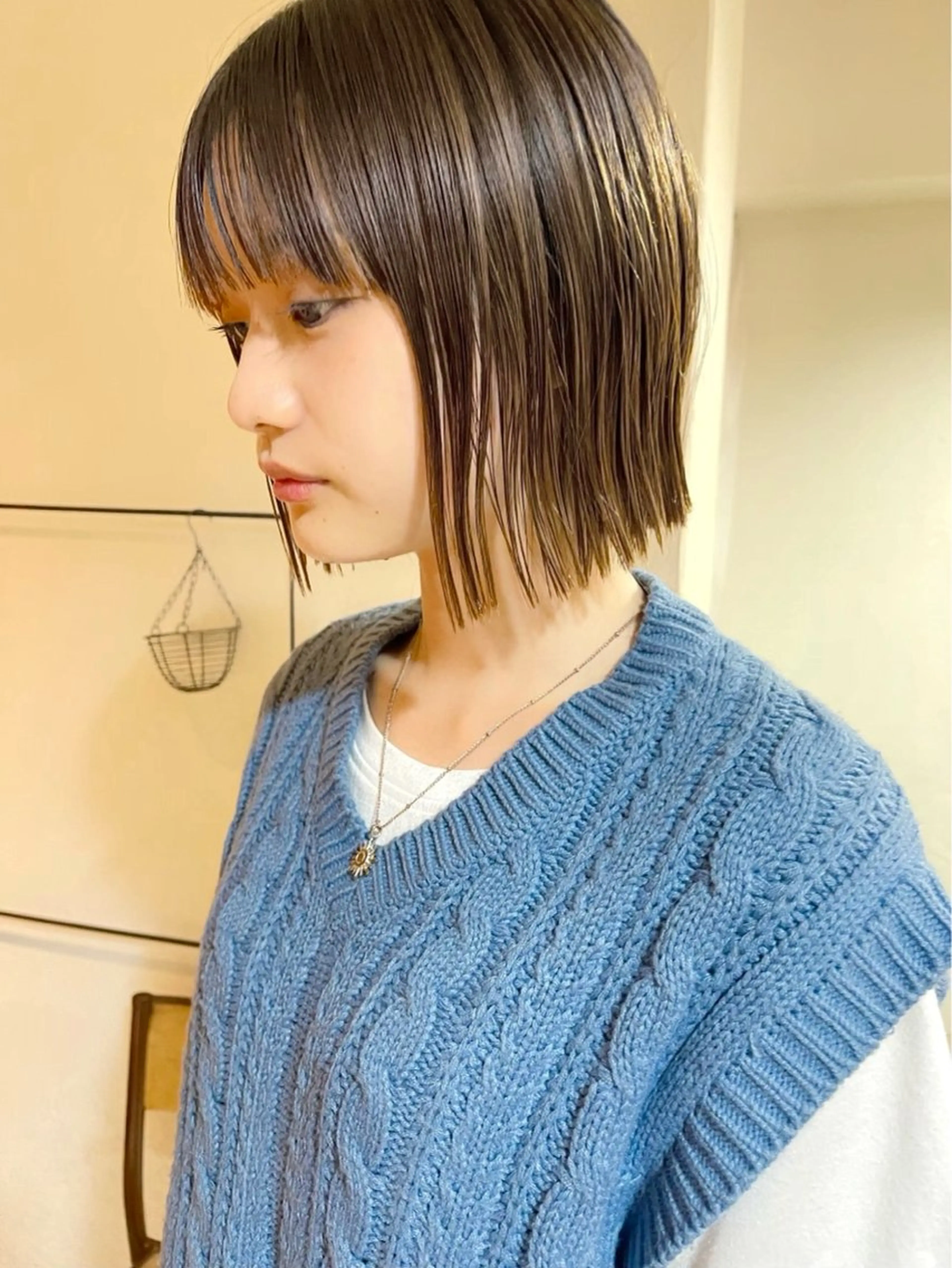 ミディアム 切りっぱなしボブ ボブ 加藤好/ボブ /レイヤー/暖色🧡のヘアスタイル