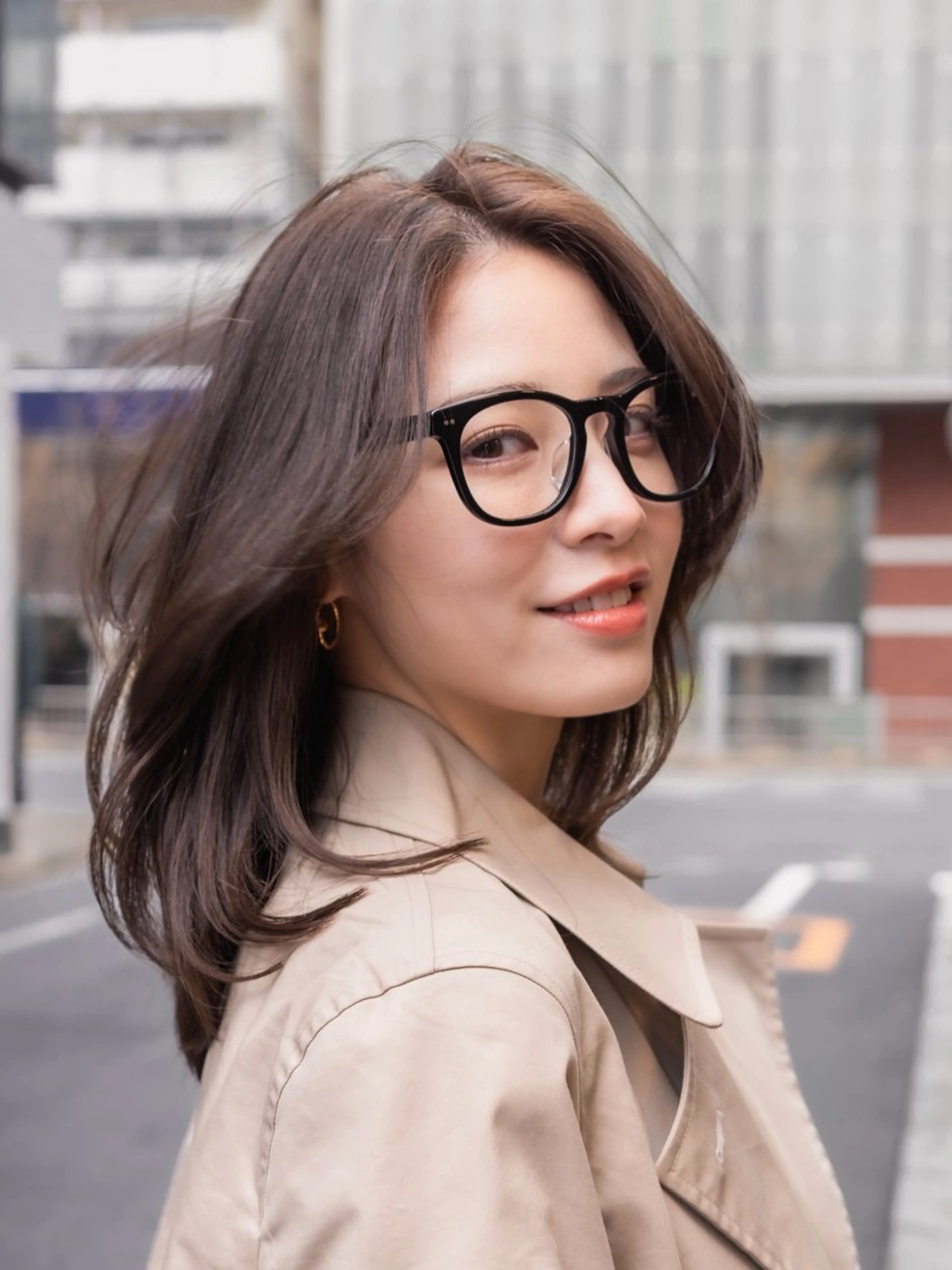 ミディアム カラー ミディアムレイヤー ブラウンカラー 透明感カラー レイヤーカット カット ヘアカラー トリートメント レイヤー/グレージュ 渋谷表参道/小森波琉のヘアスタイル