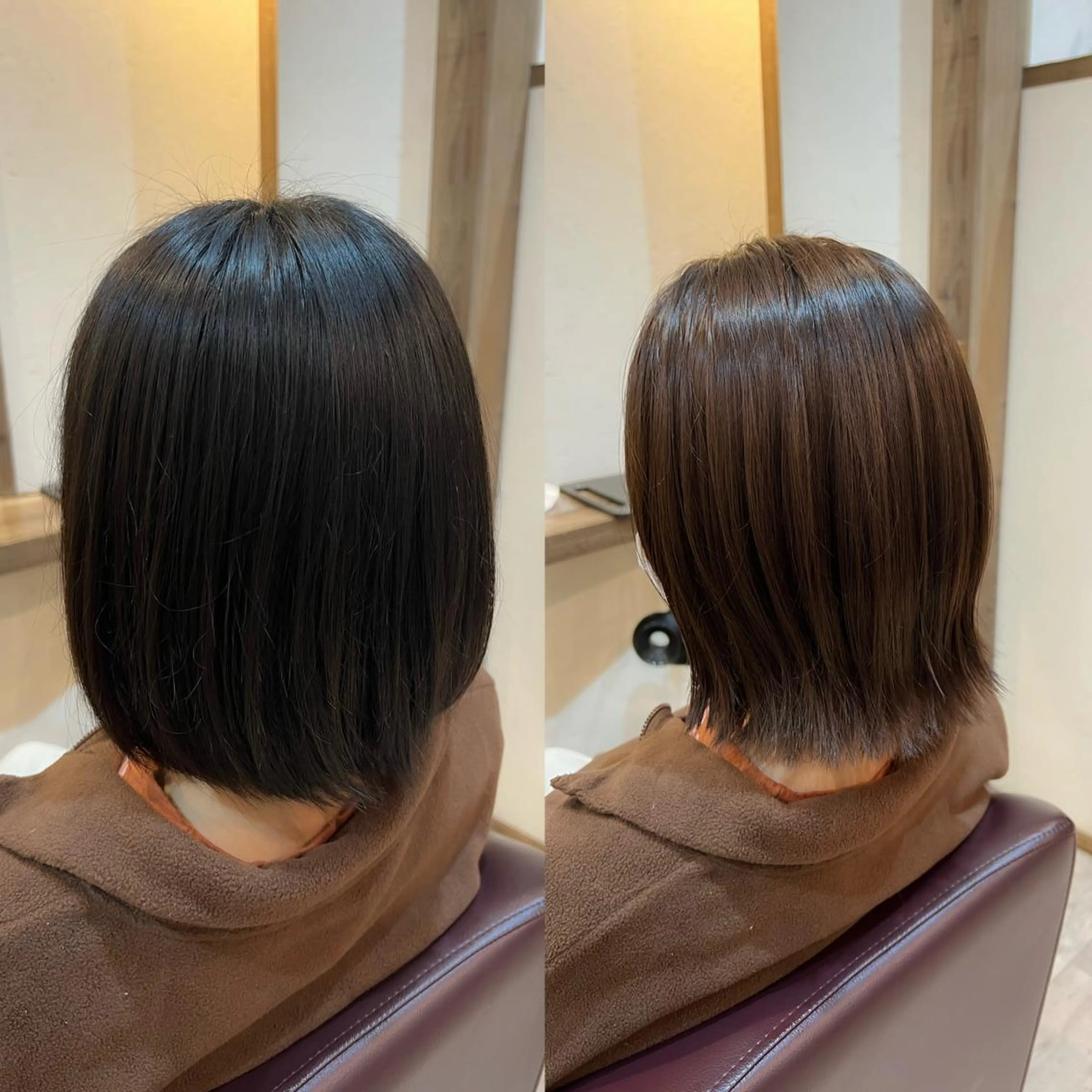 ミディアム カラー グレージュ ヘアカラー トリートメント 工藤 梨花のヘアスタイル