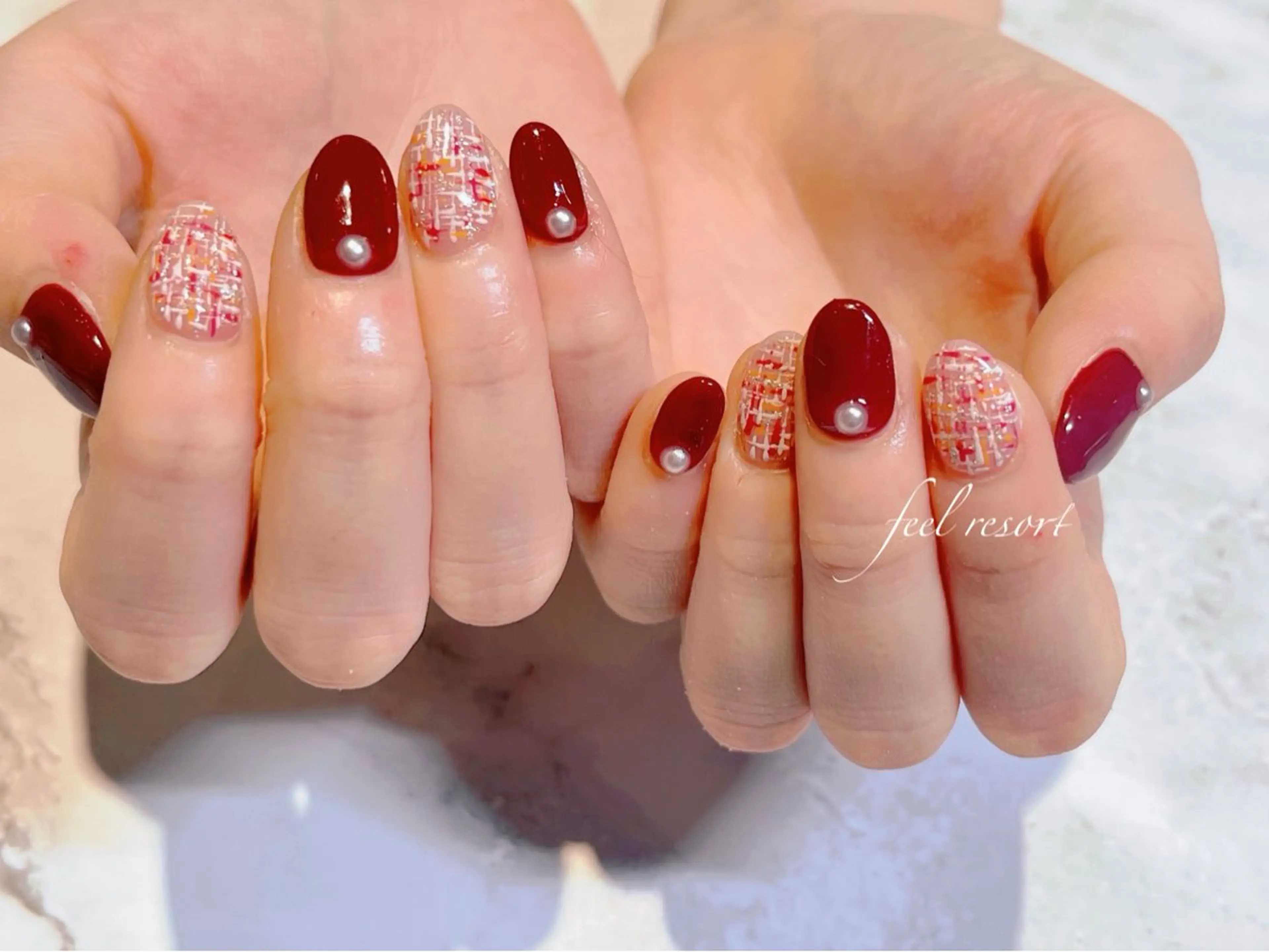 ネイル 長さ出し フットネイル フレンチネイル ジェルネイル ガラスフレンチ ハンドネイル Lien（リアン） 銀座駅6分のネイルデザイン