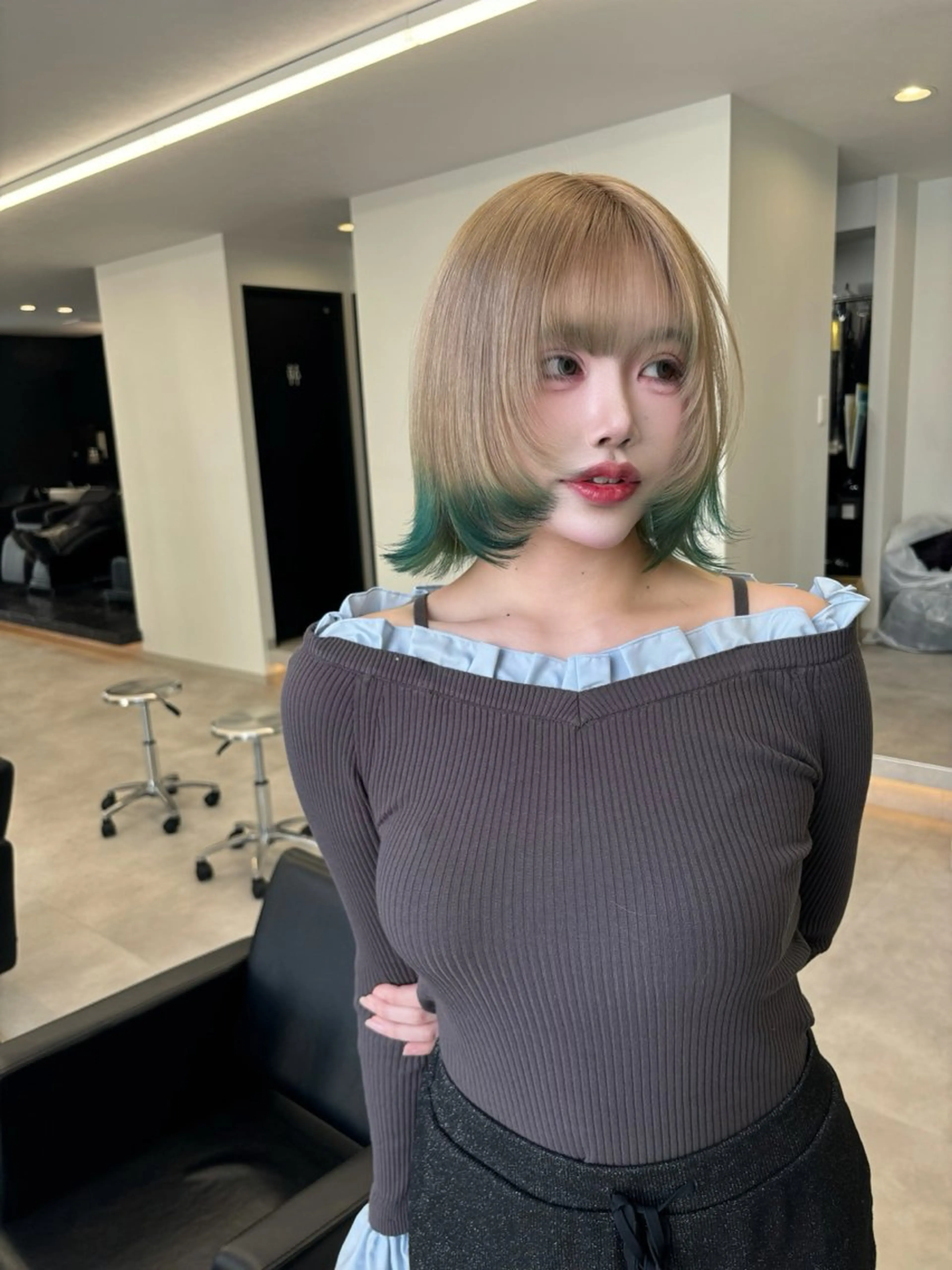 ミディアム カット ヘアカラー トリートメント 谷村 龍之輔のヘアスタイル