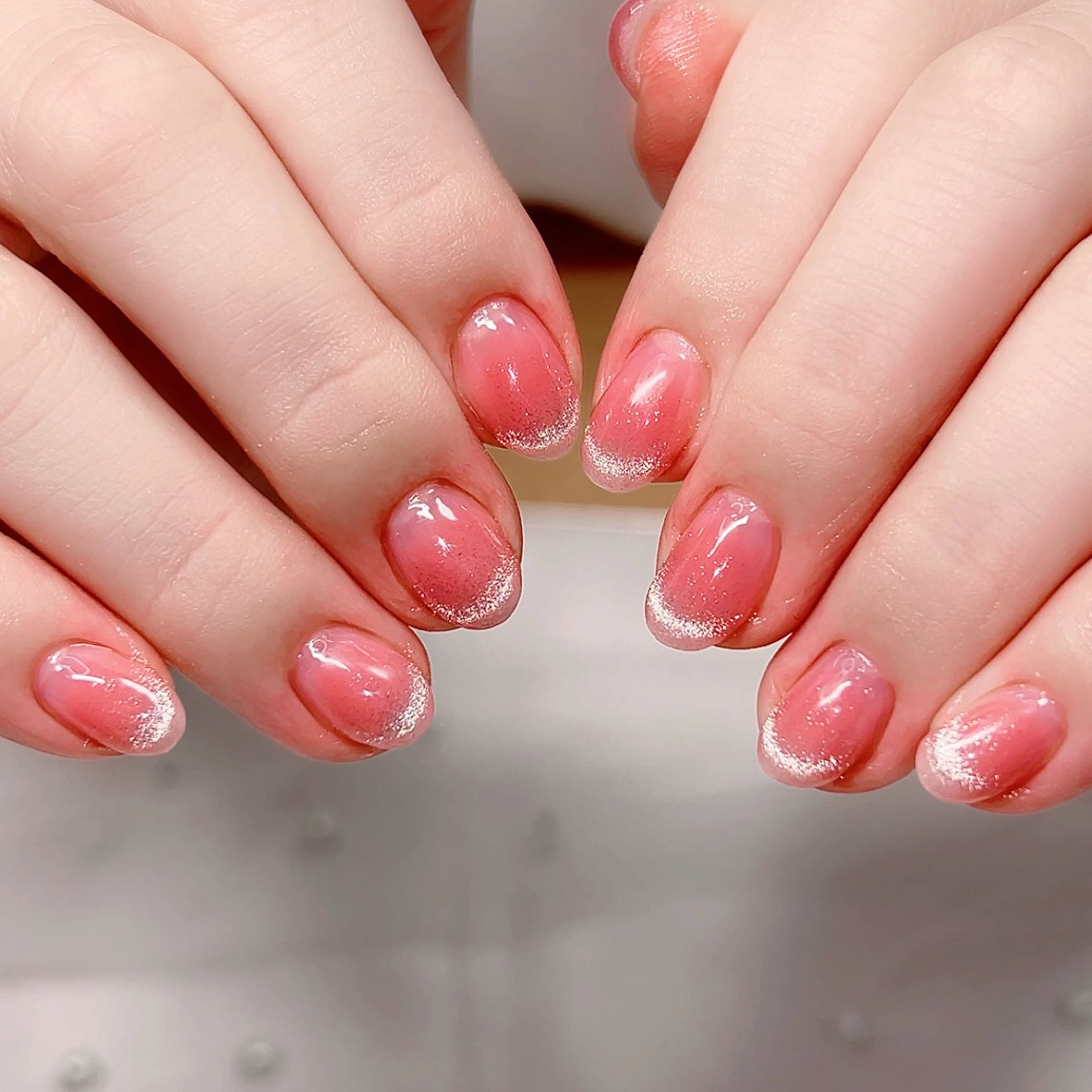 ネイル チークネイル フレンチネイル マグネットネイル マグネットフレンチ 春ネイル ハンドネイル Cute Tips nailのネイルデザイン