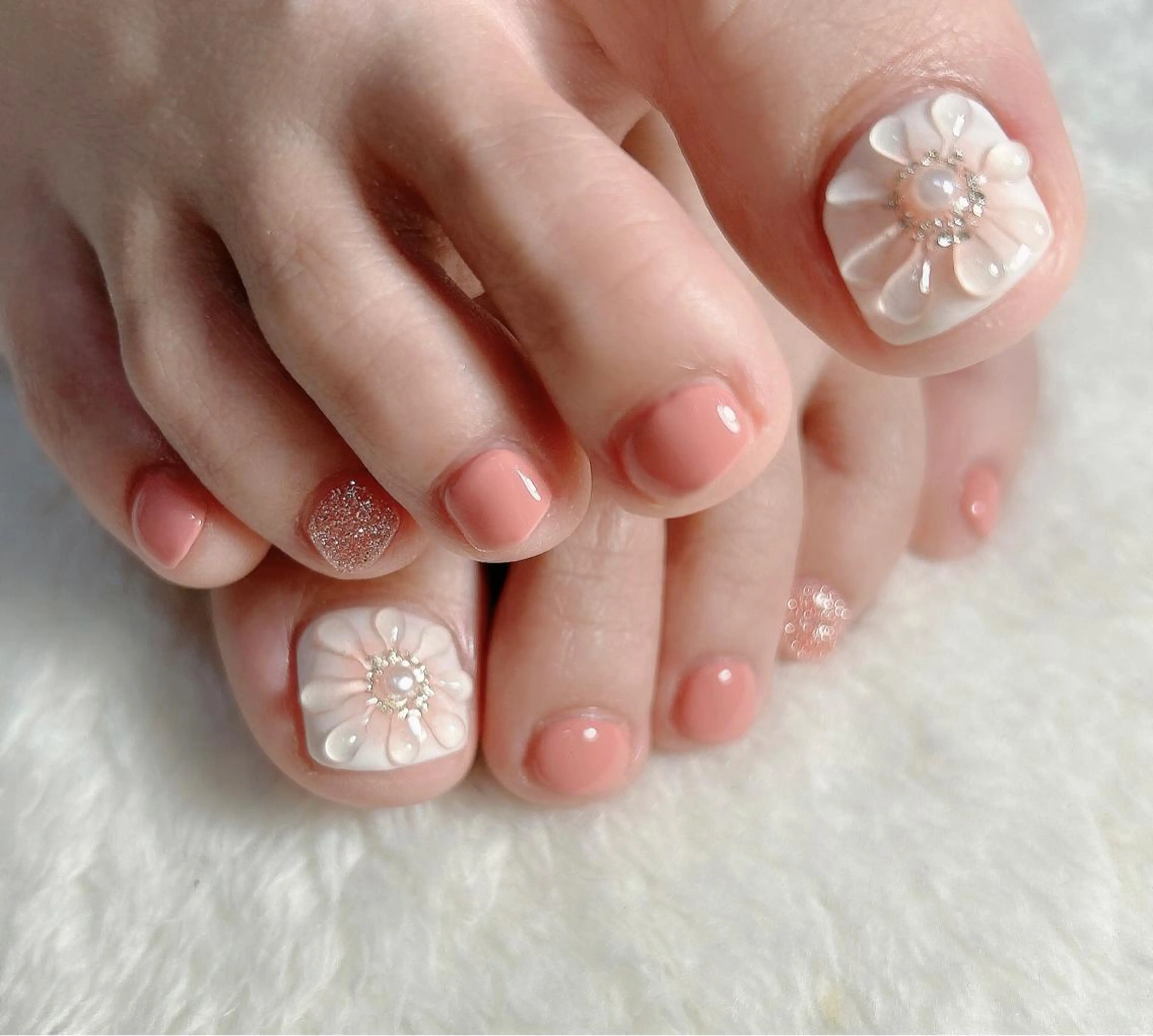 ネイル フラワーネイル ぷっくりネイル フットネイル reve あやののネイルデザイン