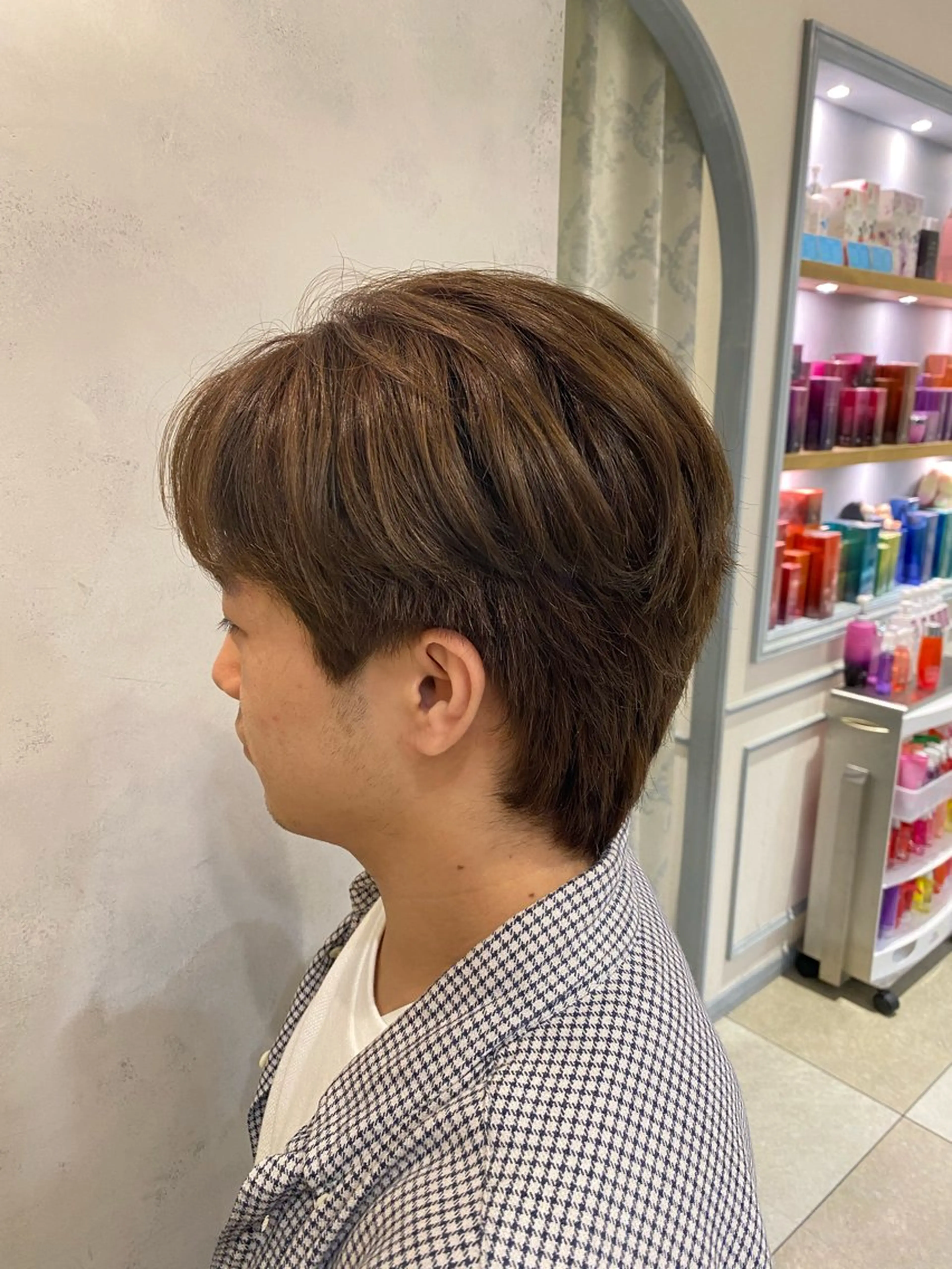 ショート カラー メンズ メンズブリーチ ベージュカラー ブリーチ ダブルカラー オリーブベージュ 池西 佳穂のヘアスタイル