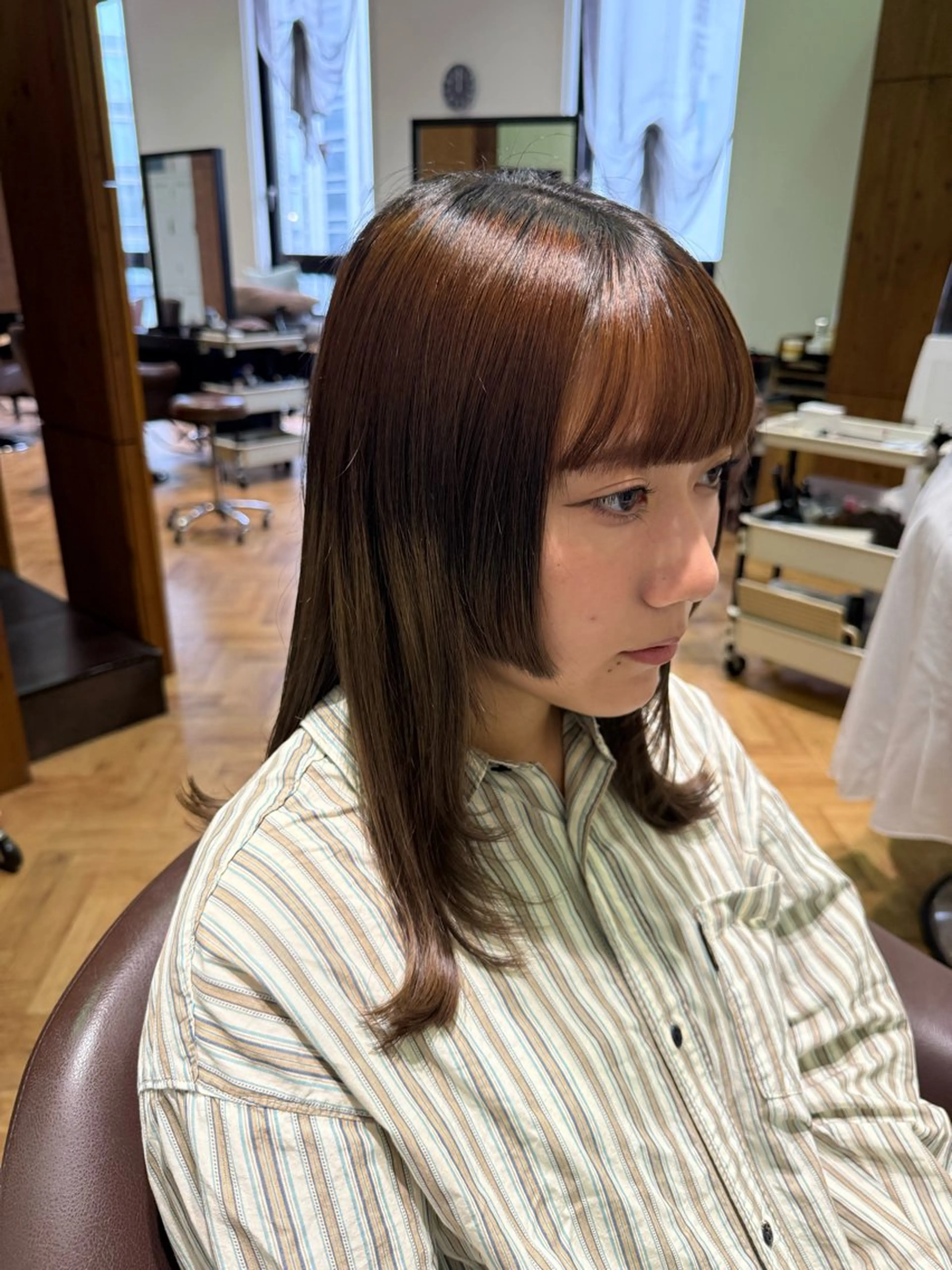 セミロング 姫カット レイヤーカット 溝口 槙里也のヘアスタイル