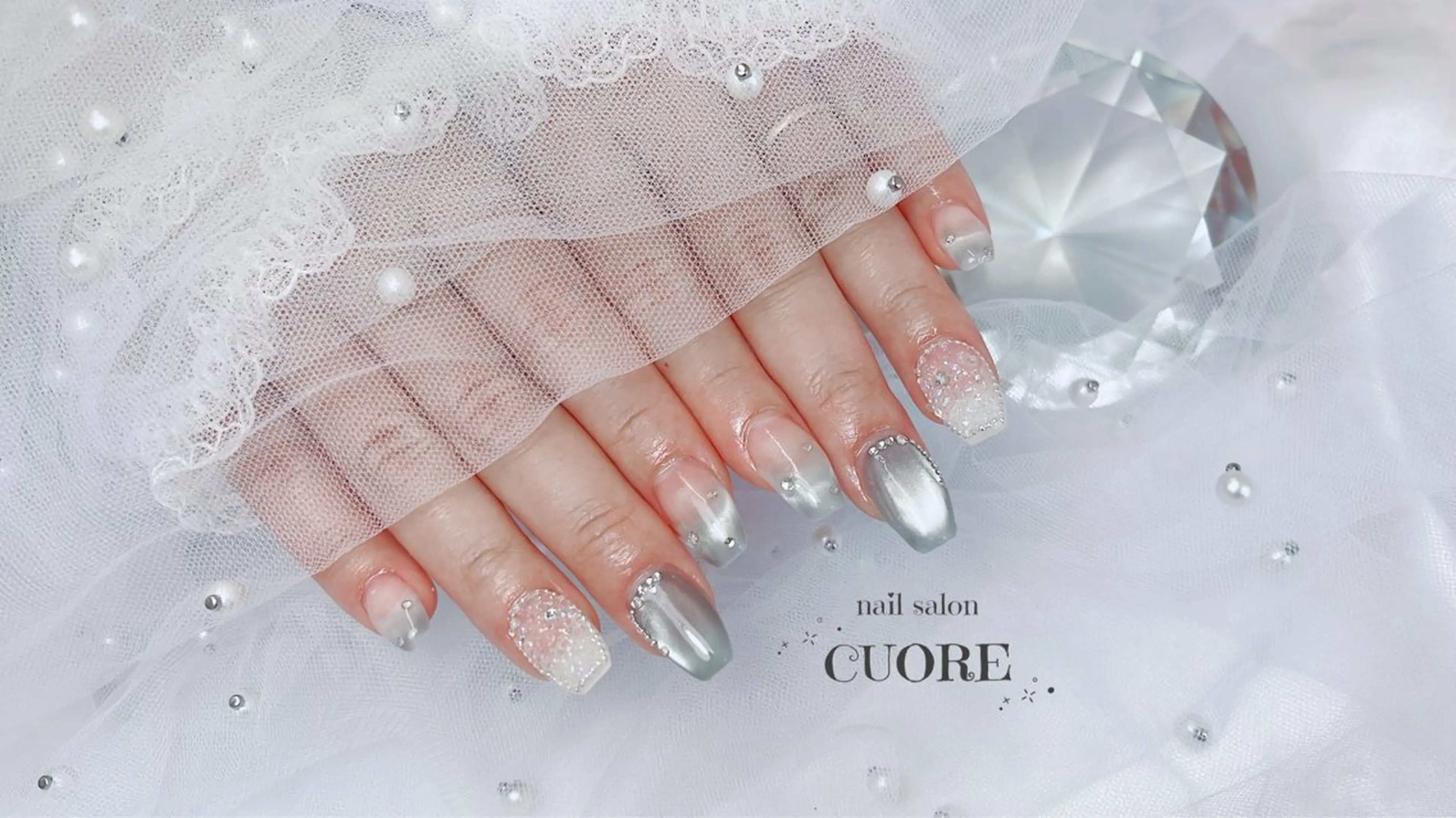 ネイル フレンチネイル マグネットネイル マグネットフレンチ nail salon CUOREのネイルデザイン