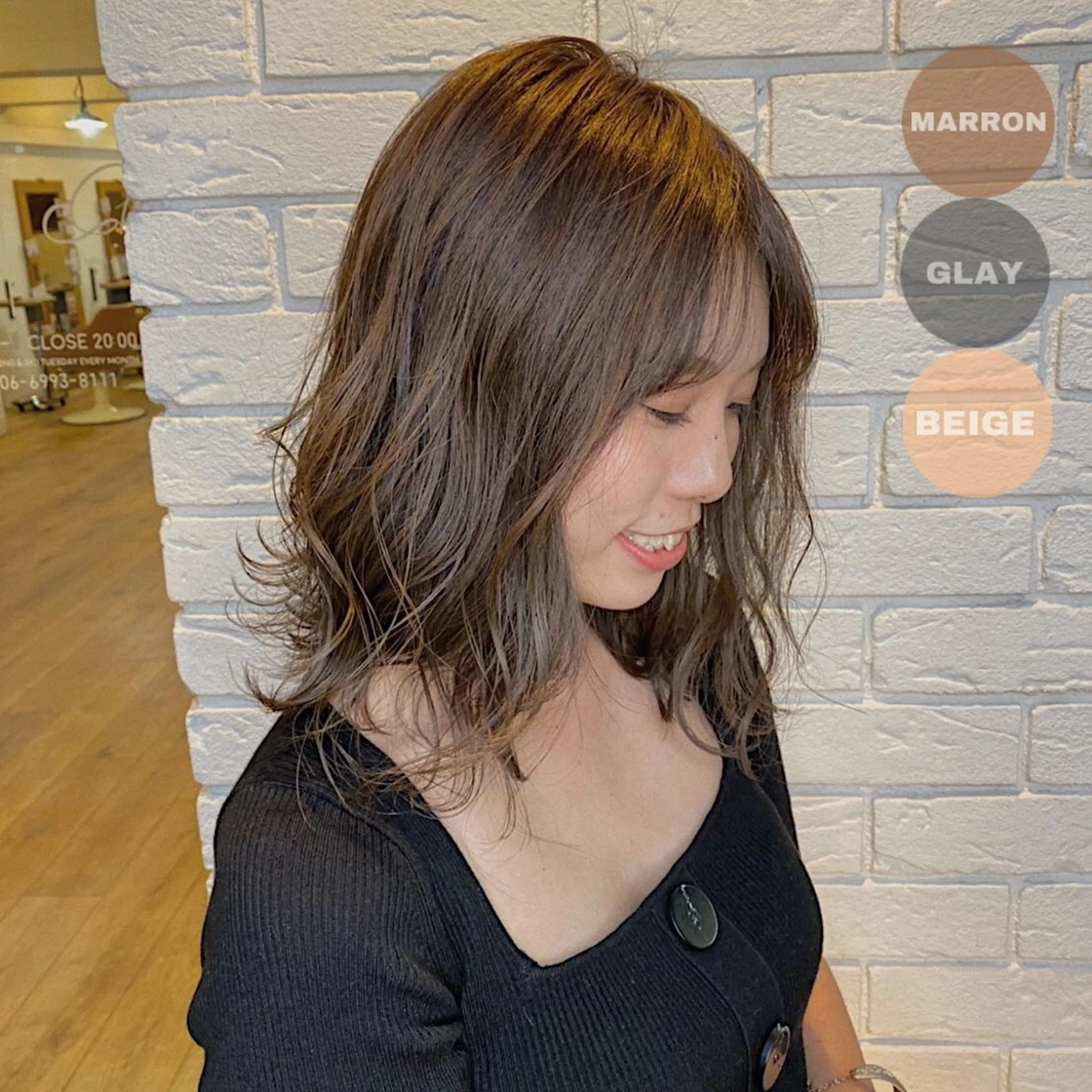 セミロング カラー 韓国|ミルクティ momoeのヘアスタイル