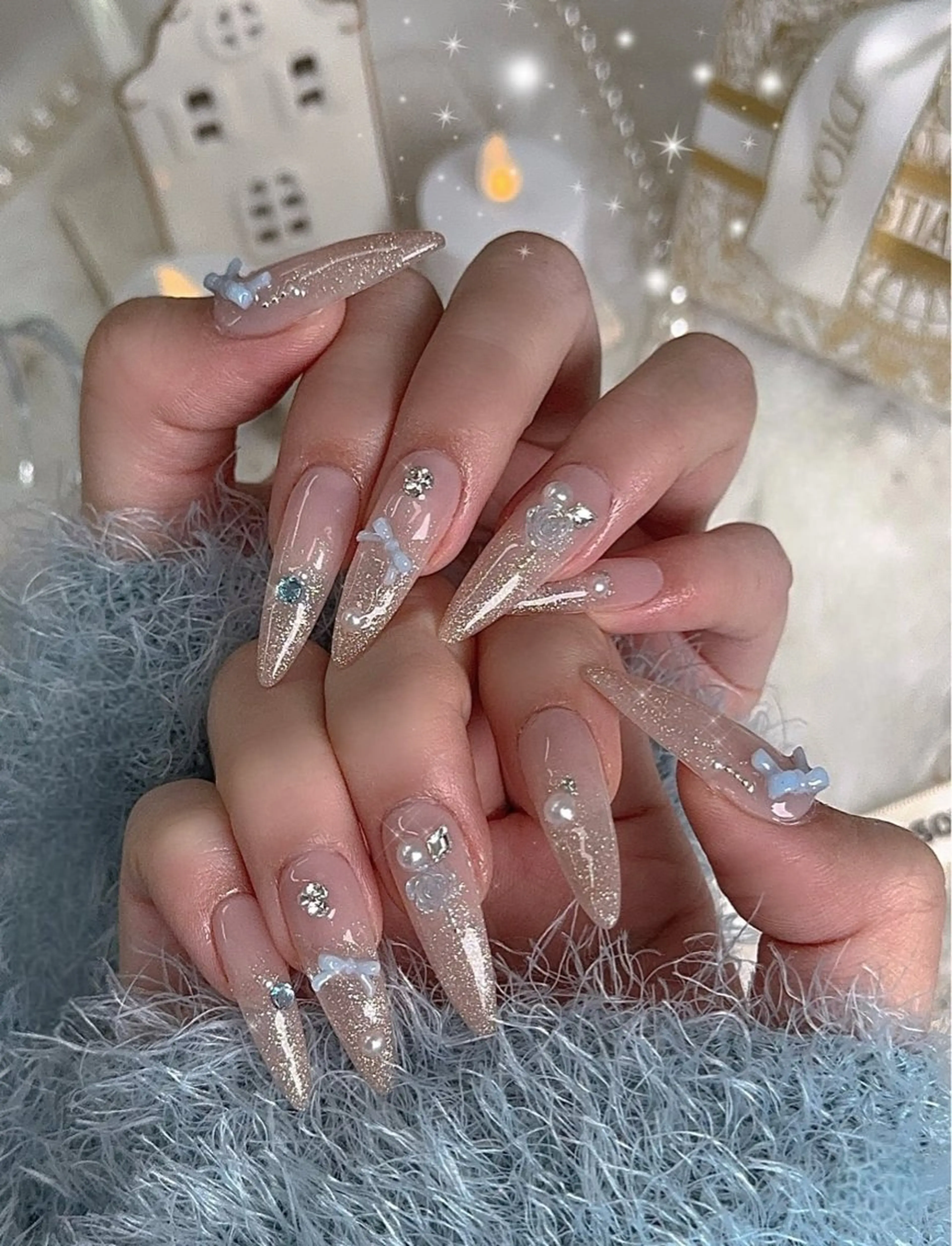 ネイル 成人式 キラキラネイル マグネットネイル ミラーネイル ニュアンスネイル ハンドネイル Lyna 池袋のネイルデザイン