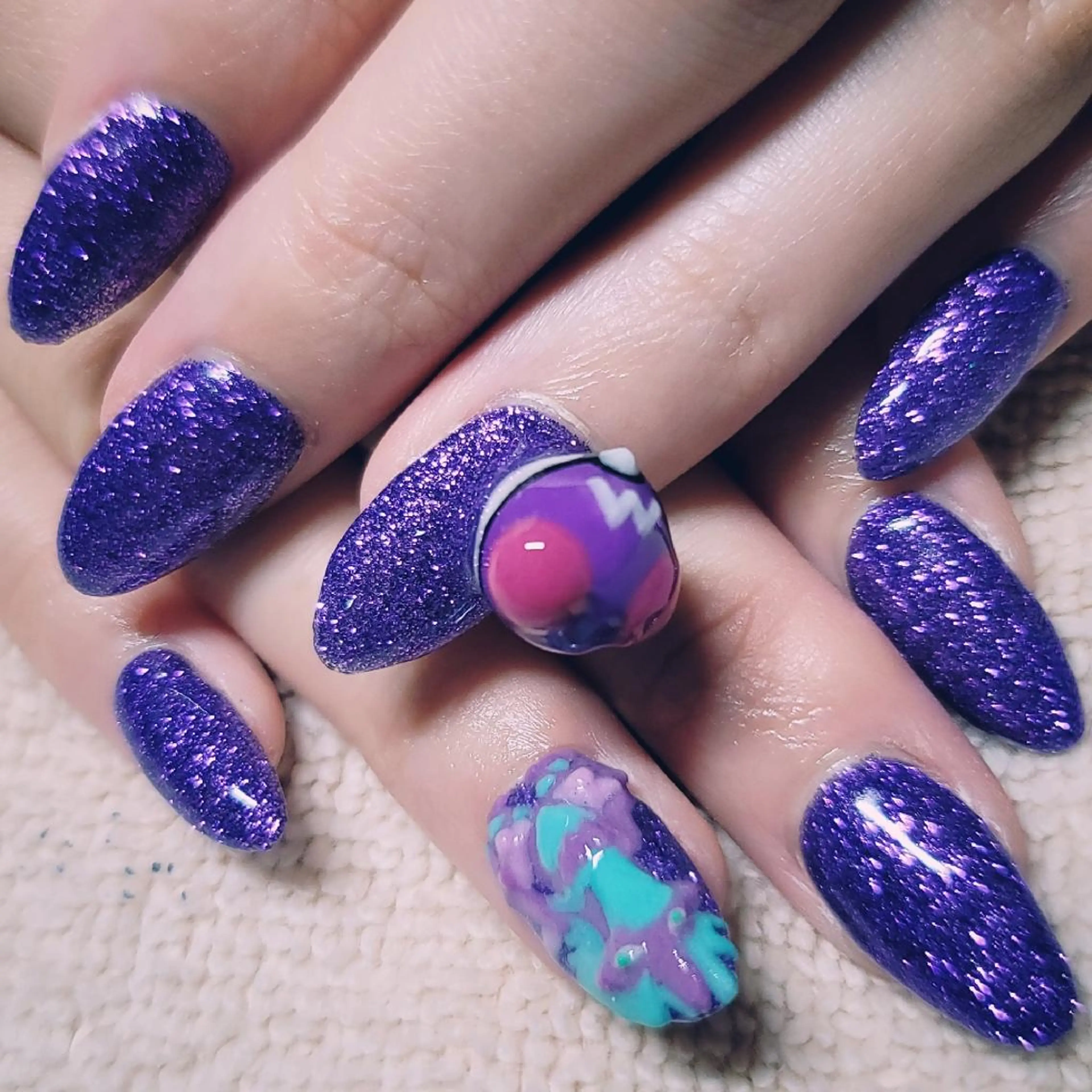 ネイル ラメ(グリッター) ワンカラーネイル パープル ハンドネイル よしだ ひろきのネイルデザイン