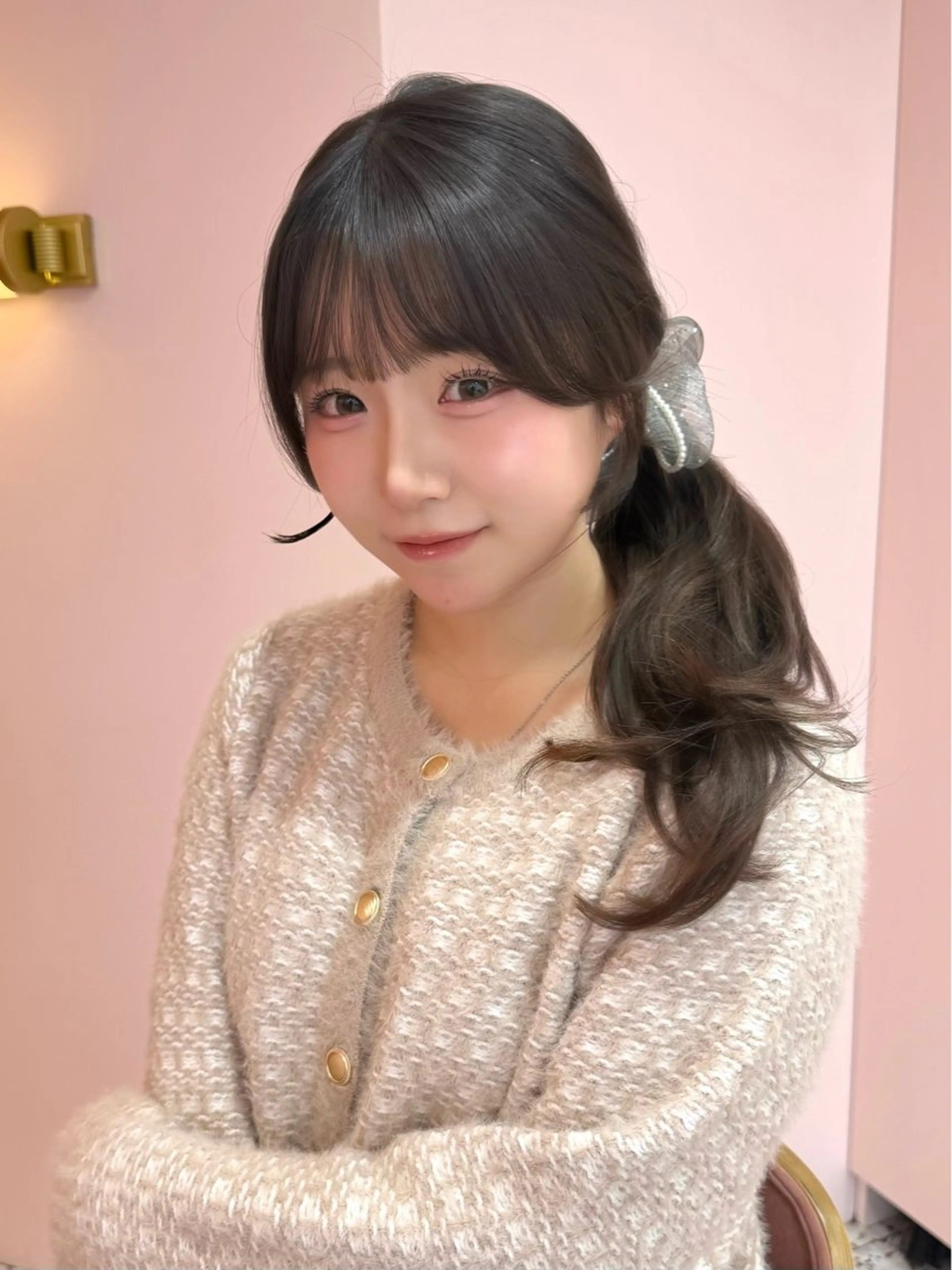 セミロング カラー ベージュカラー ブリーチ ブラウンカラー チョコレートブラウン 透明感カラー カット ヘアカラー トリートメント 渋谷/韓国ヘア/ 顔まわり♡Ayakaのヘアスタイル