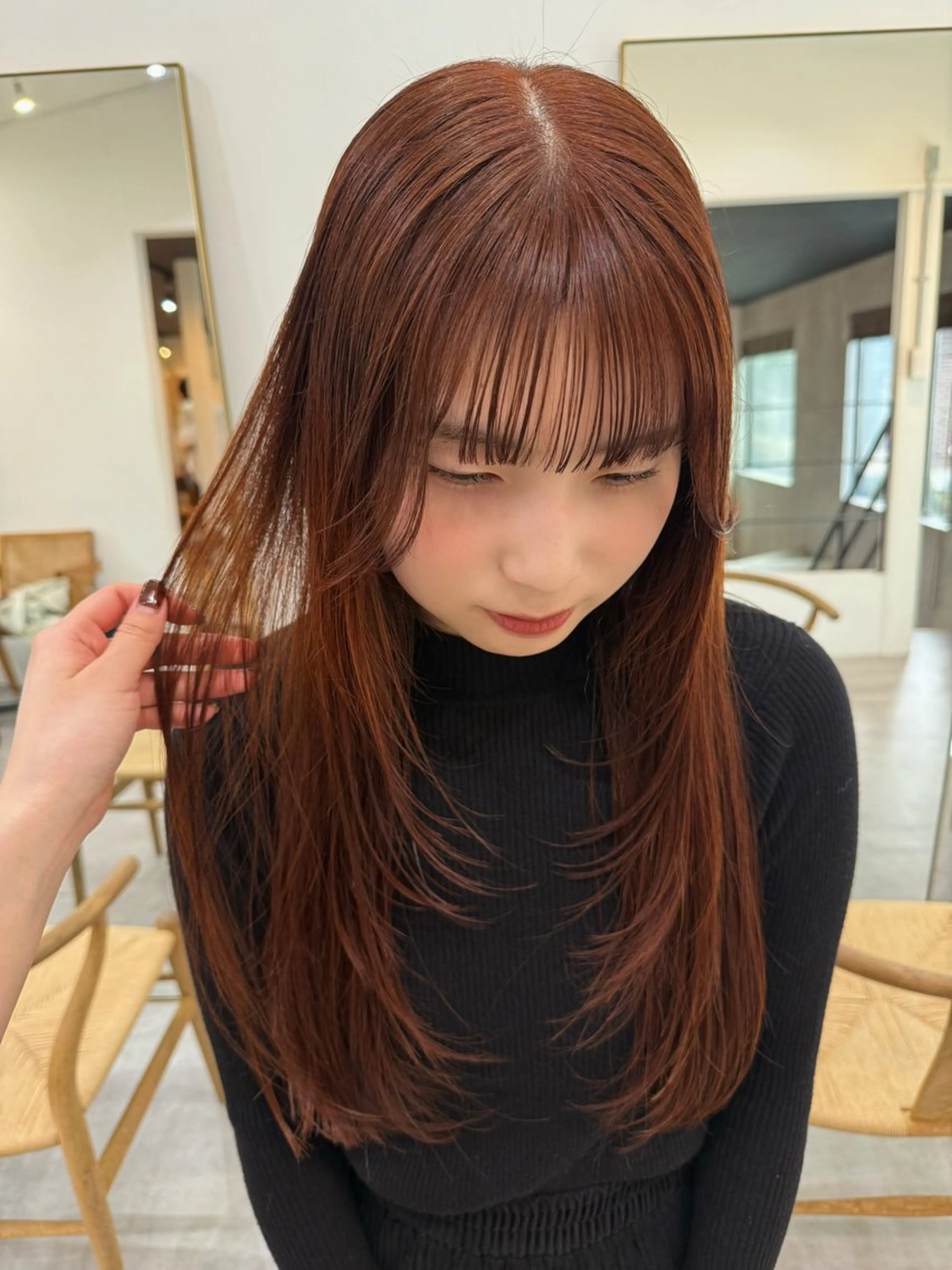 ロング カラー 透明感カラー 顔周りカット レイヤーカット 似合わせカット カット ヘアカラー 似合わせレイヤー、 透けカラー/杉本花のヘアスタイル