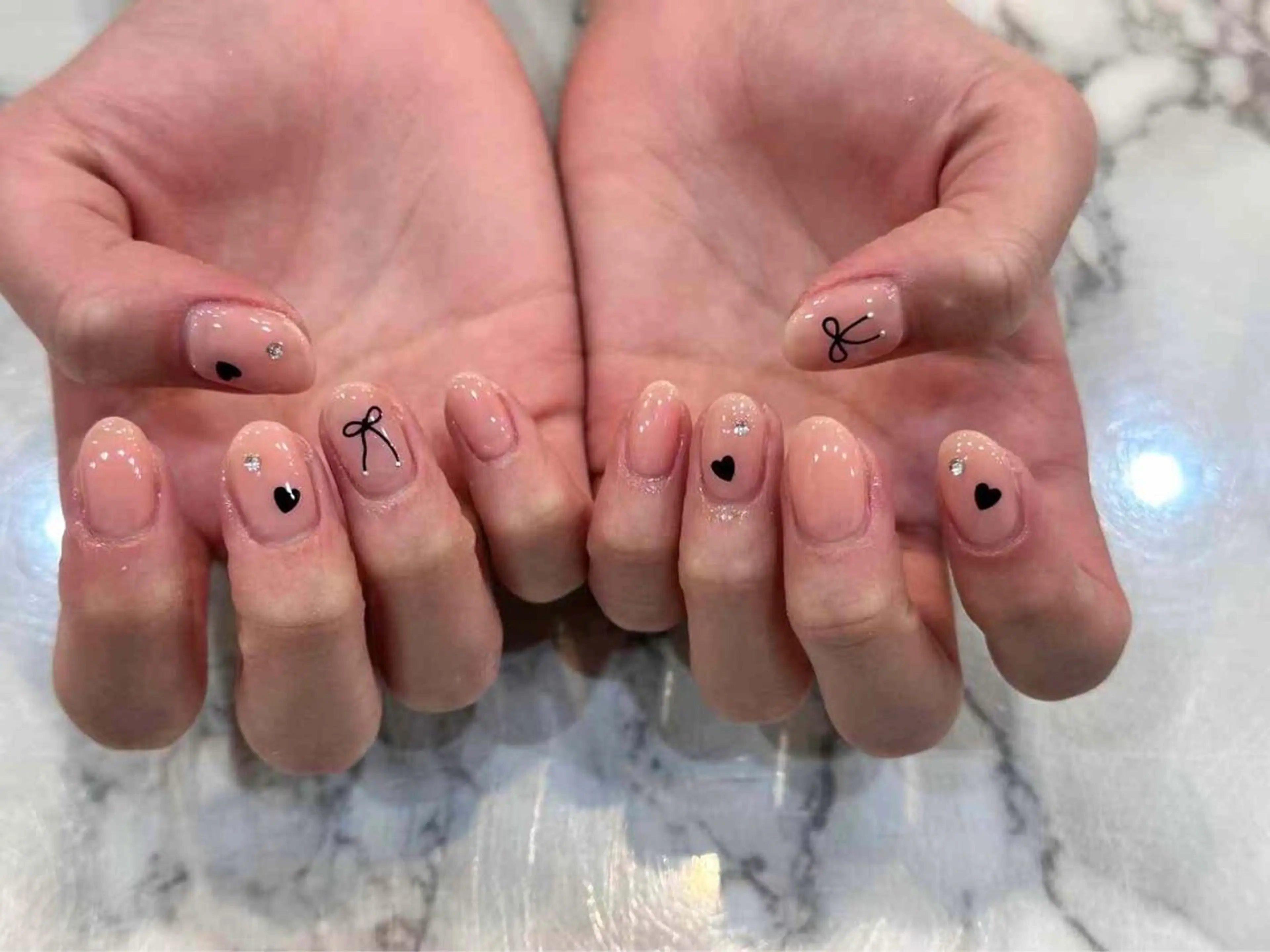 ネイル アートネイル クリアネイル フットネイル ジェルネイル ハート babarla Nailのネイルデザイン