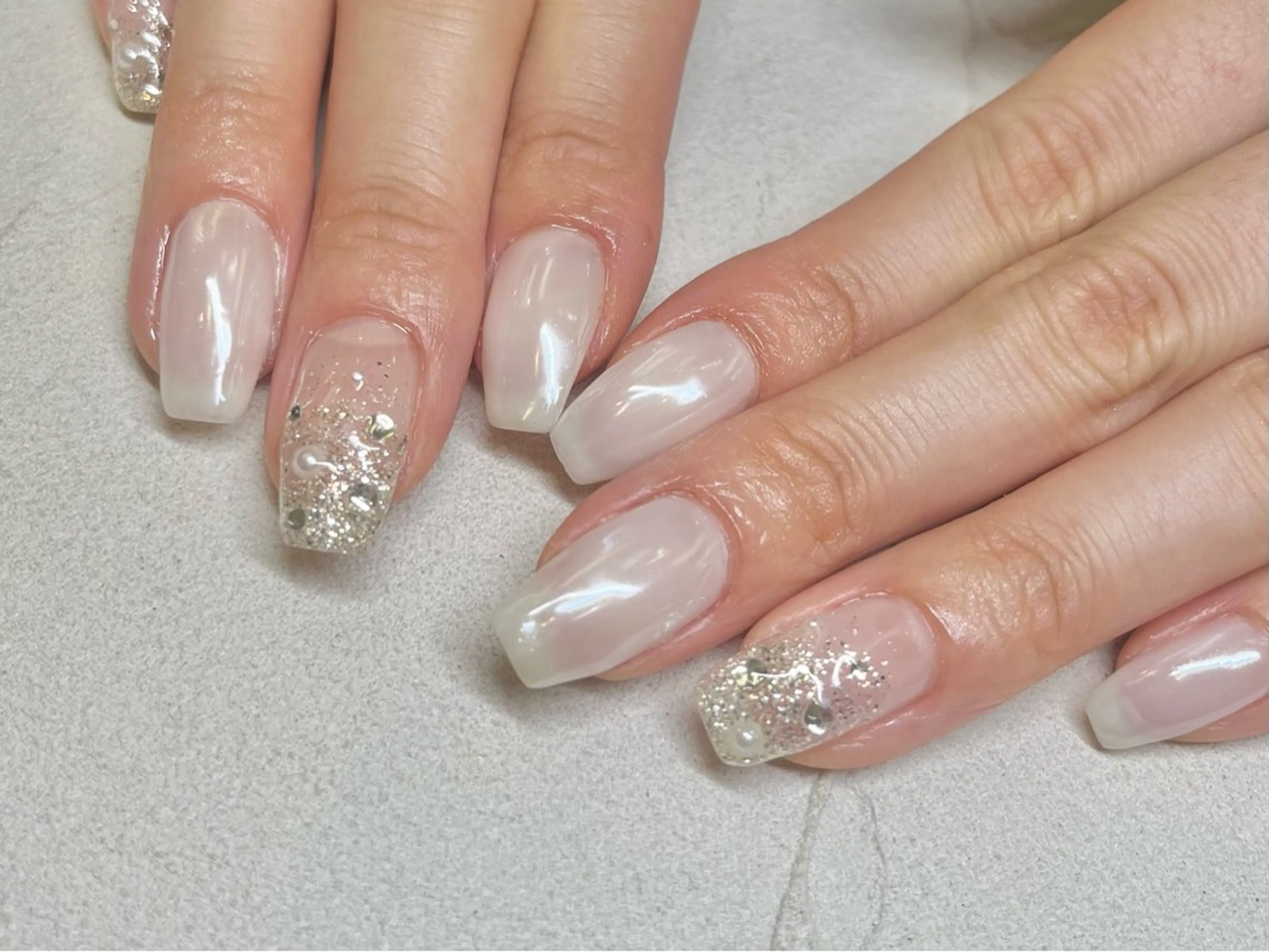 うる艶🌟ミラー6本＋ラメグラストーン4本デザイン🌹の写真