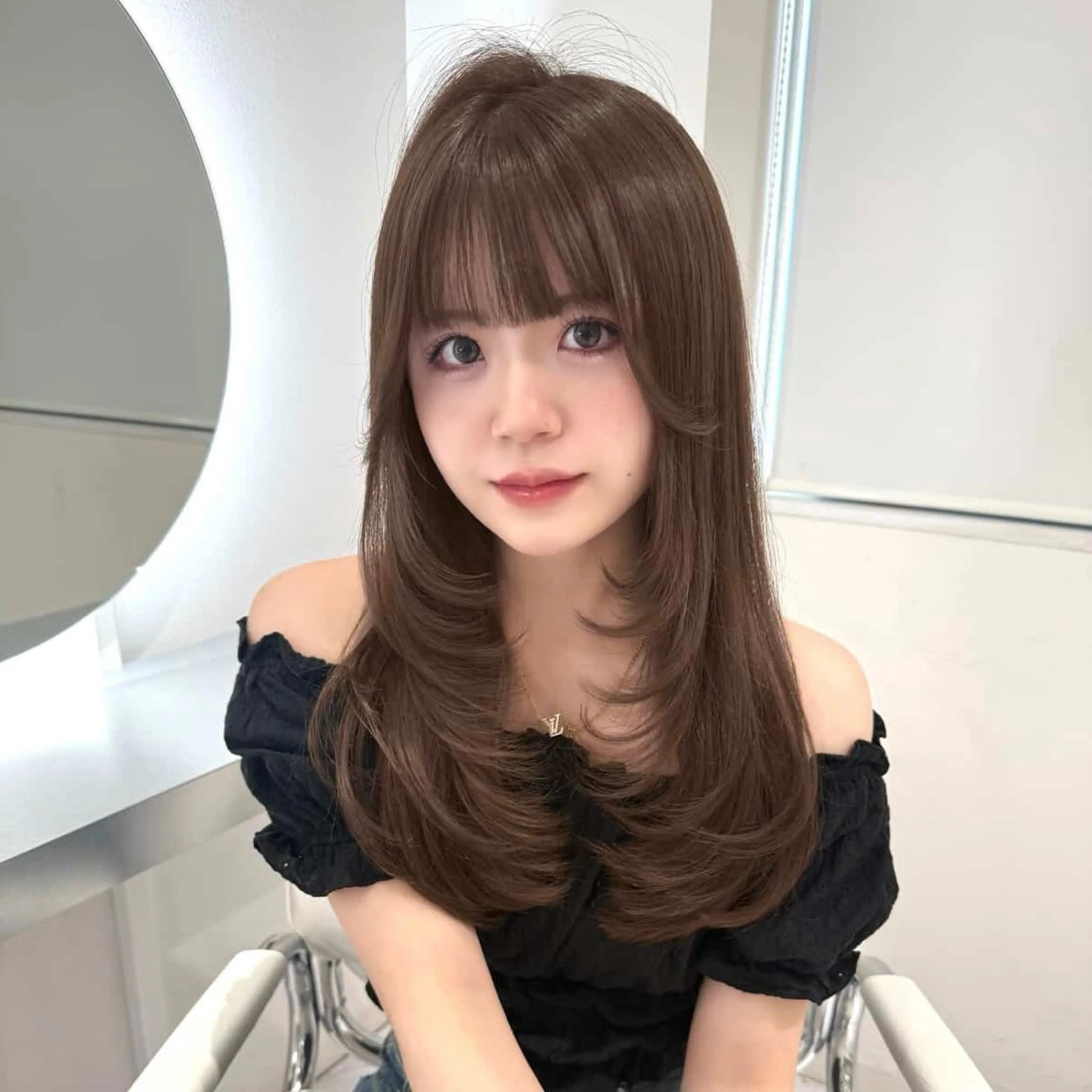 ロング レイヤーカット カット トリートメント yuuka 🖤韓国ヘア🖤のヘアスタイル