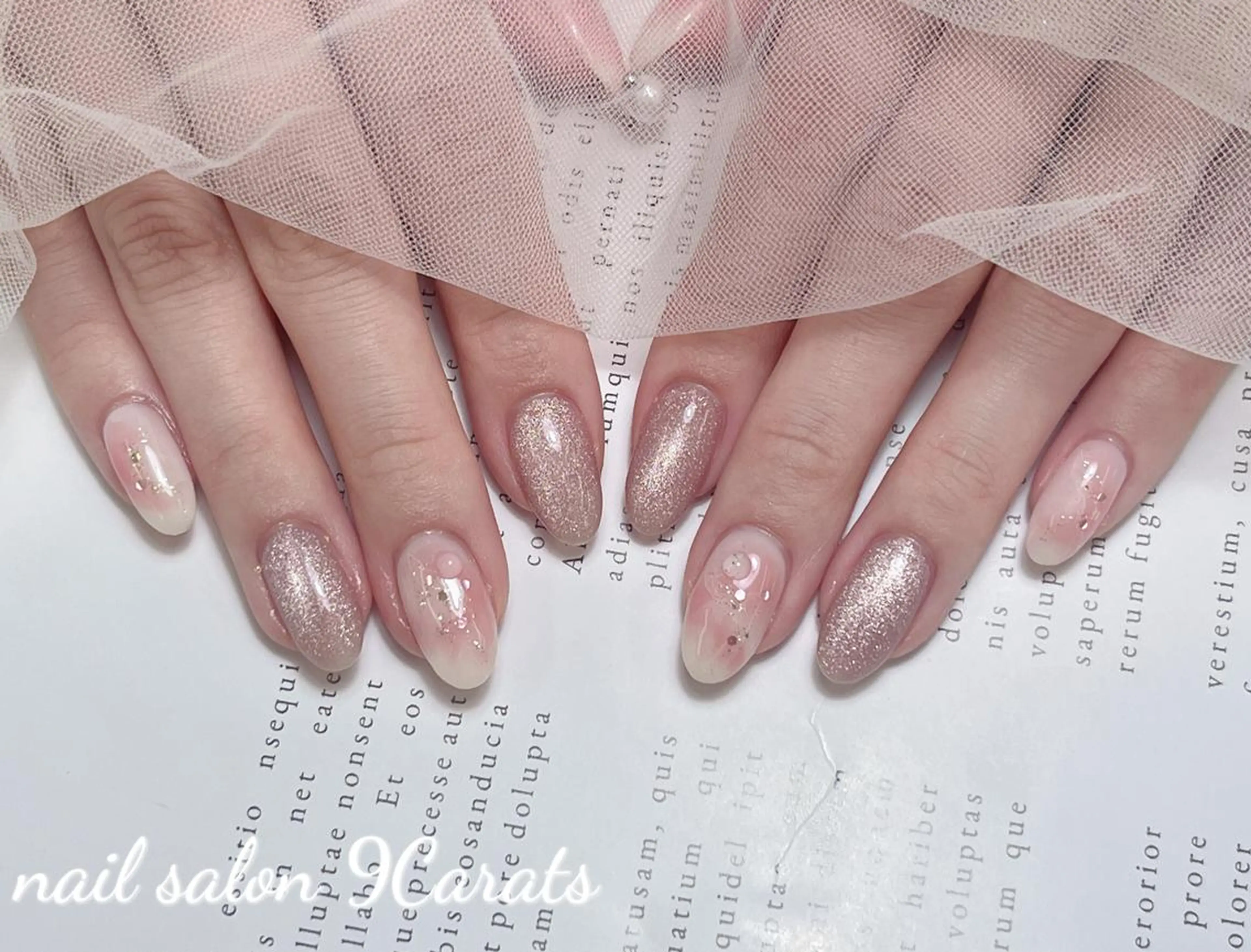 ネイル アートネイル チークネイル フットネイル フレンチネイル ガラスフレンチ ネイルサロン 9Carats神田のネイルデザイン